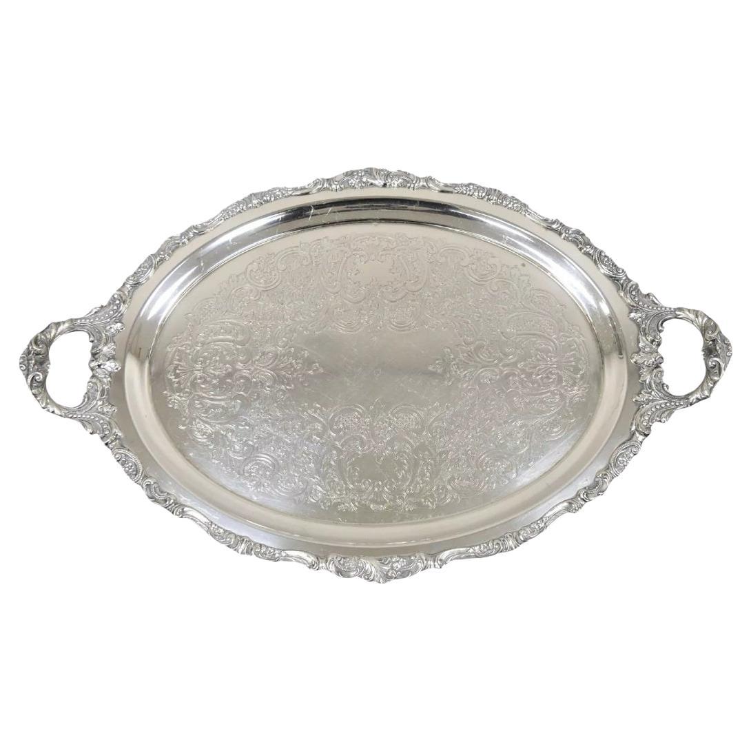 Bandeja de servir ovalada chapada en plata Vintage Baroque by Wallace 294