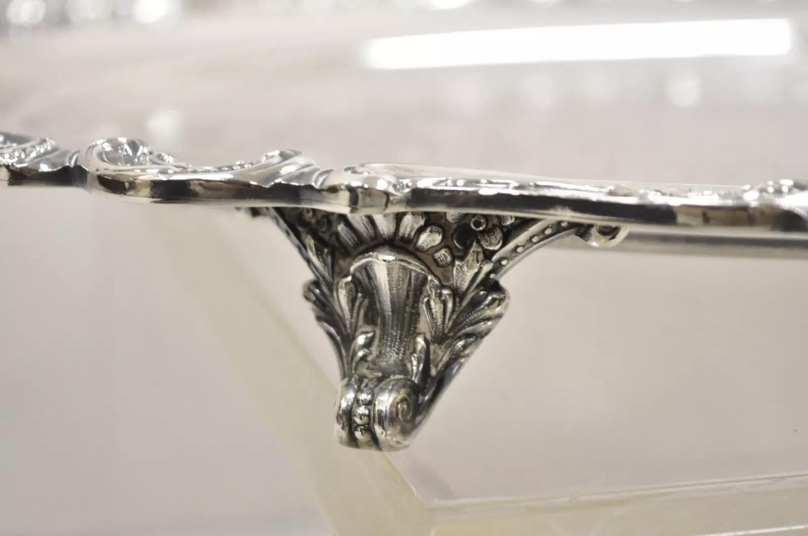 20th Century Vintage Baroque by Wallace 294F Oval Silver Plated Serving Platter Tray For Sale