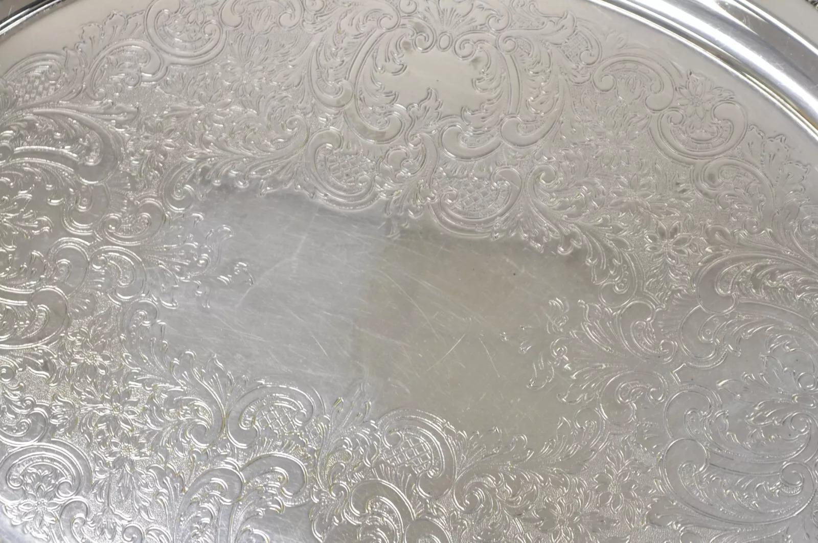 Vintage Baroque by Wallace 294F Oval Silver Plated Serving Platter Tray For Sale 1