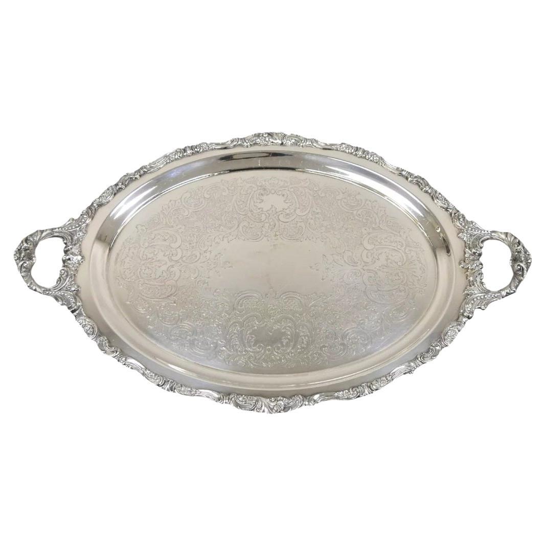 Bandeja de servir ovalada chapada en plata Vintage Baroque by Wallace 294F