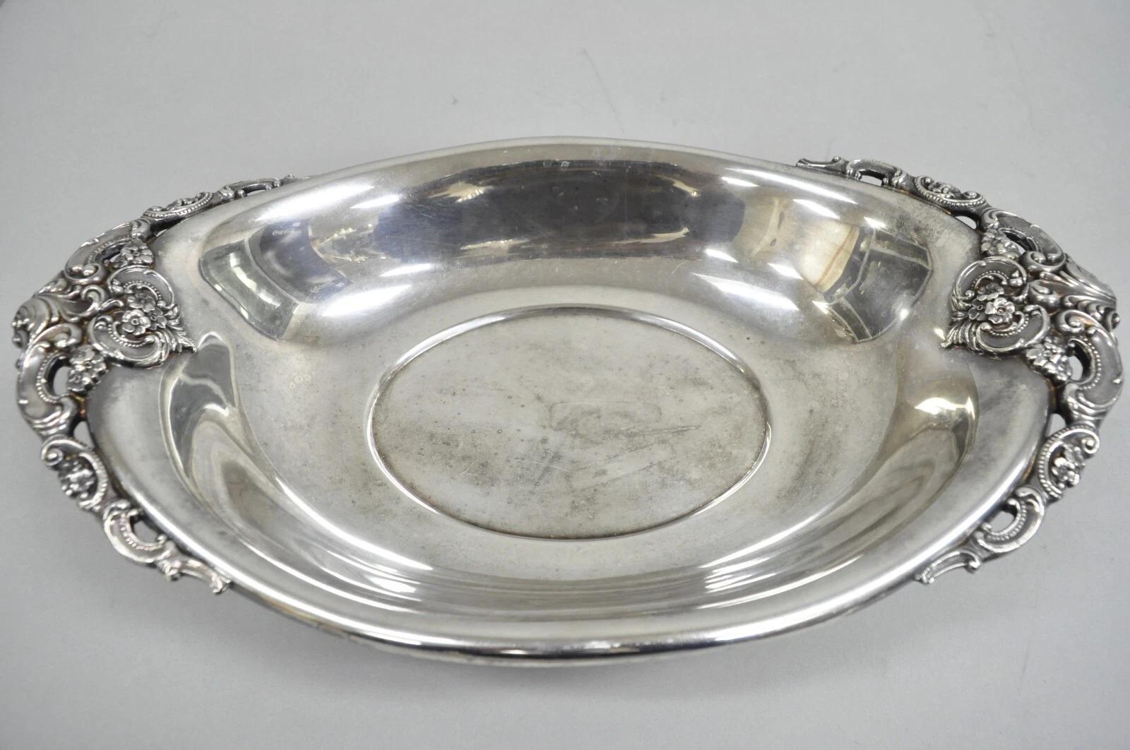 Viktorianische Obstschale im Barockstil von Wallace, versilbert mit Fuß, Tafelaufsatz, Vintage (Unbekannt) im Angebot