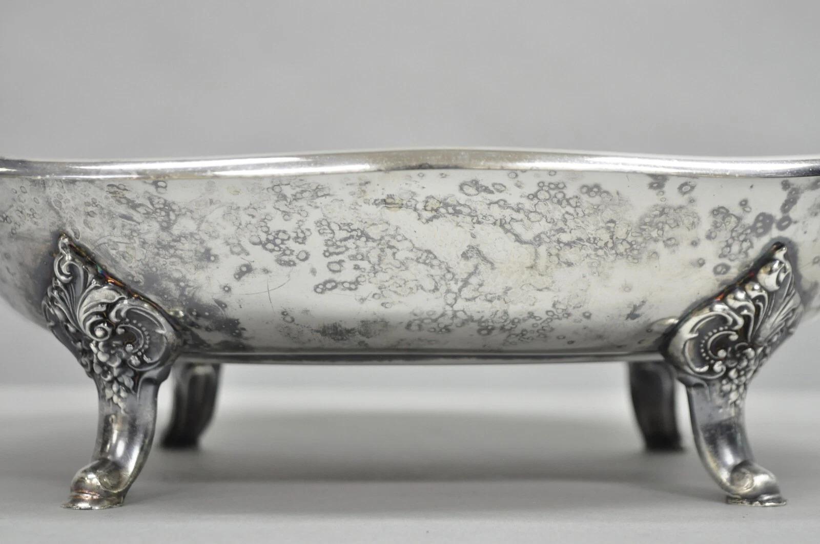 Viktorianische Obstschale im Barockstil von Wallace, versilbert mit Fuß, Tafelaufsatz, Vintage (20. Jahrhundert) im Angebot