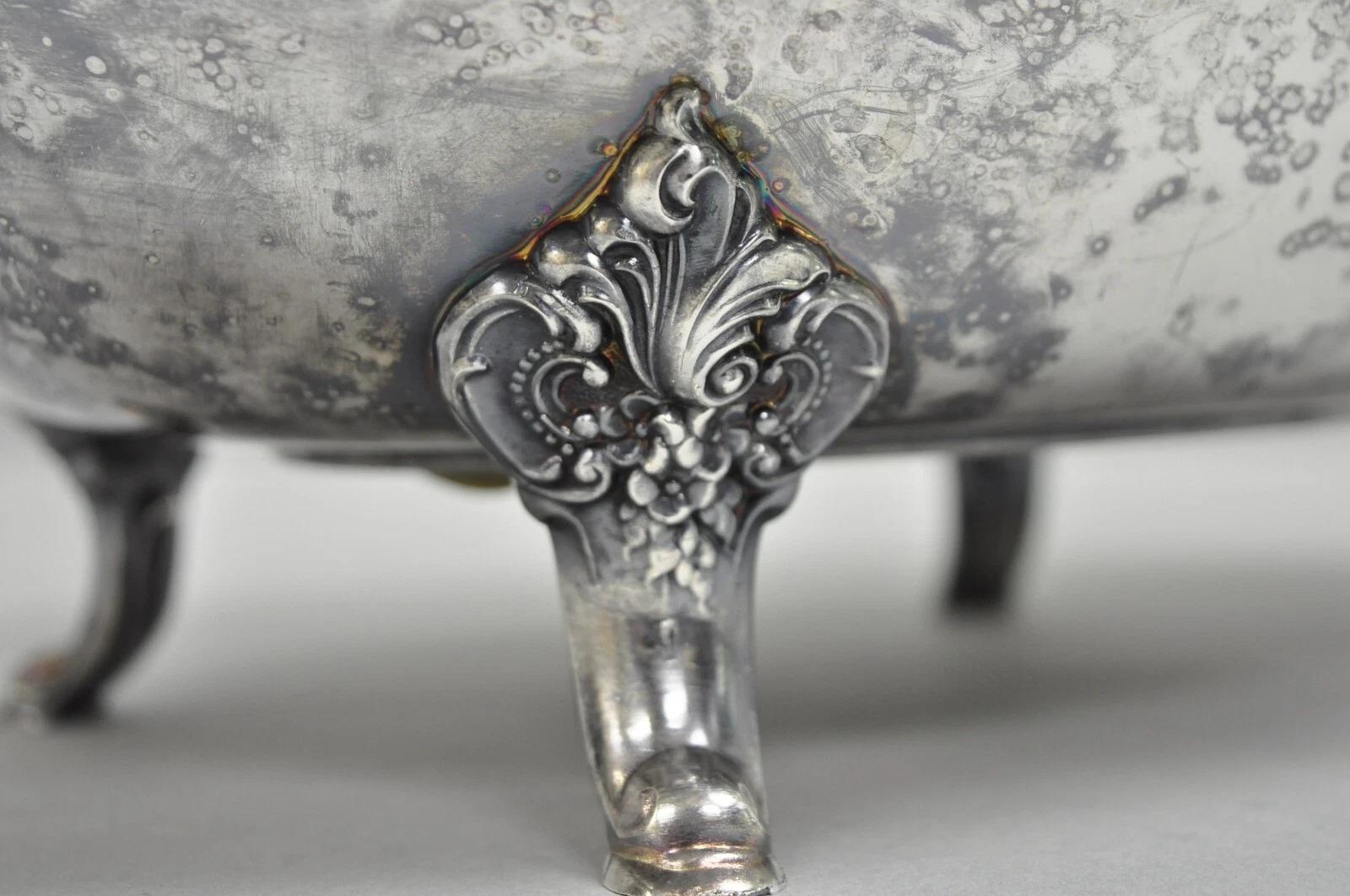 Viktorianische Obstschale im Barockstil von Wallace, versilbert mit Fuß, Tafelaufsatz, Vintage (Versilberung) im Angebot