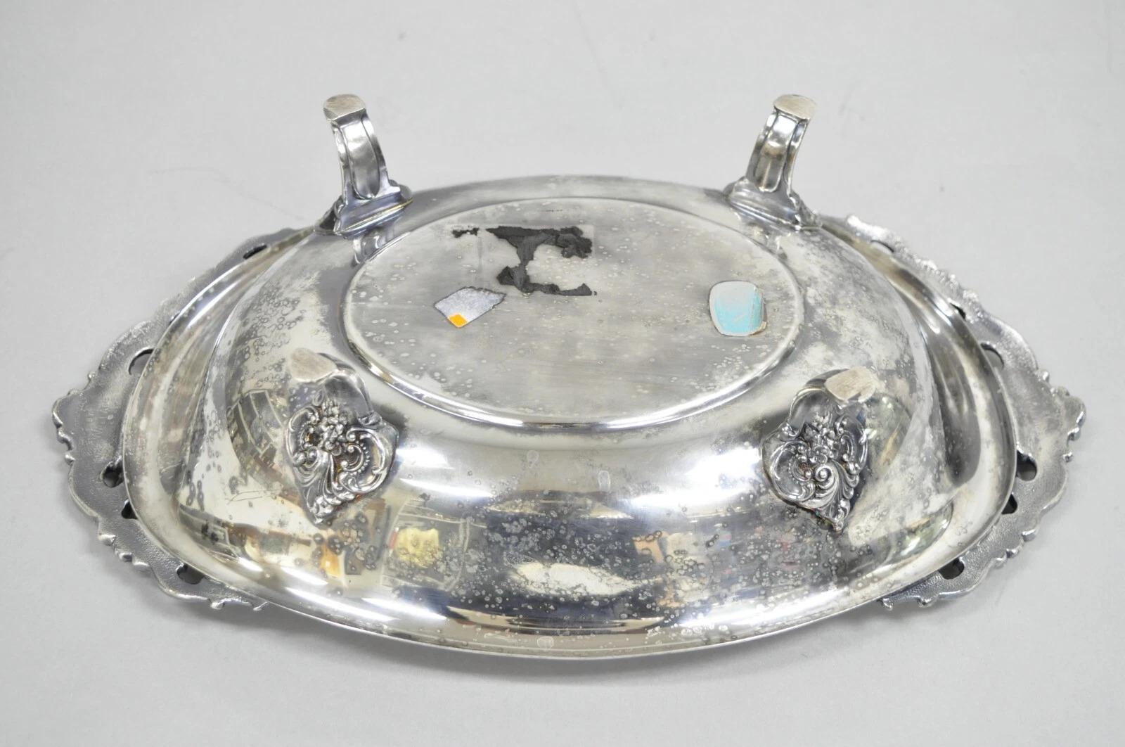 Viktorianische Obstschale im Barockstil von Wallace, versilbert mit Fuß, Tafelaufsatz, Vintage im Angebot 3