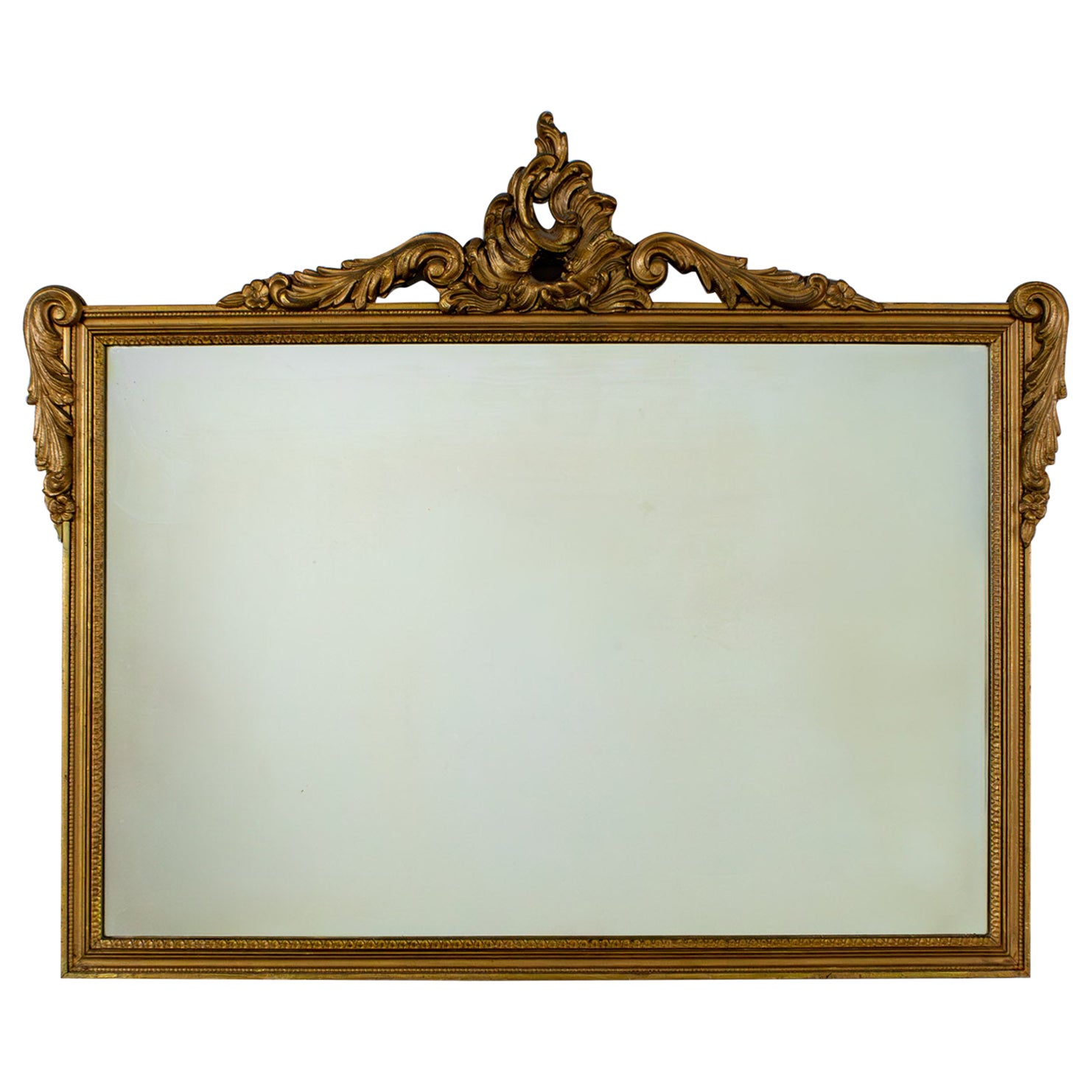 Vintage Baroque or Rococo Style Wall Mirror with Carved Gilded Ornate Details