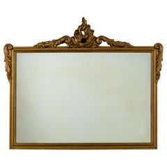 Vintage Baroque or Rococo Style Wall Mirror with Carved Gilded Ornate Details