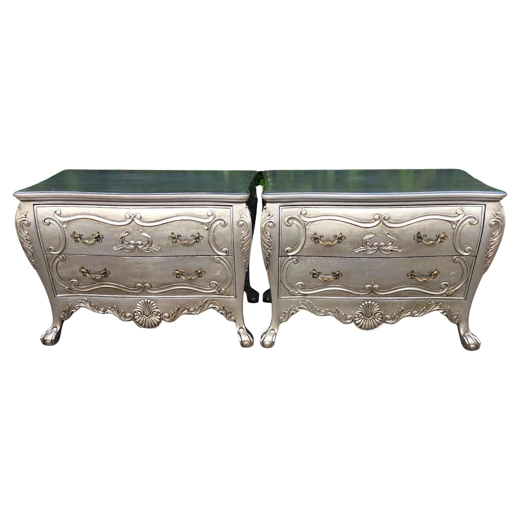 Vintage Baroque Rococo Chest of Drawers Bombe Pair For Sale