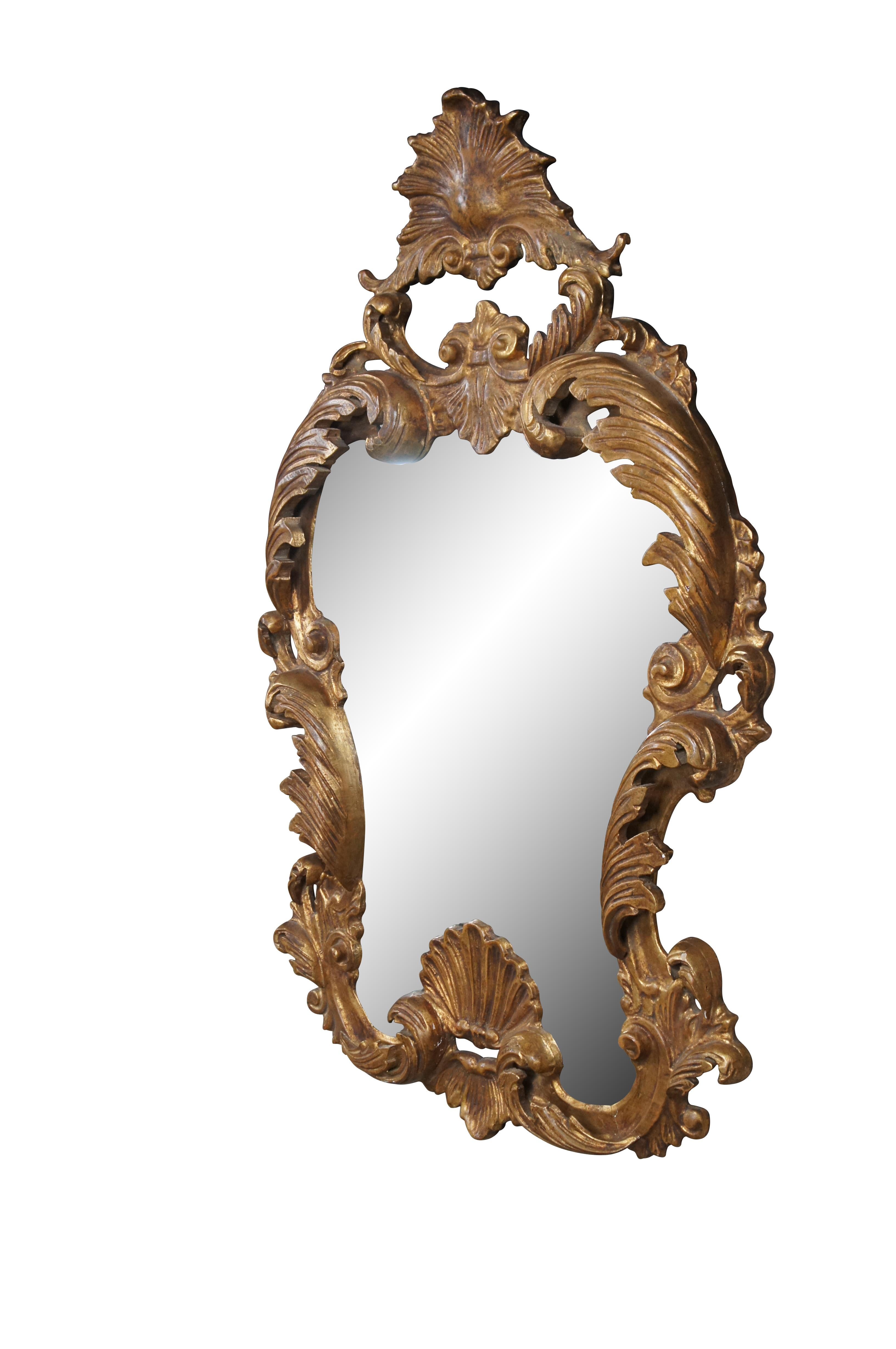 Rococo Vieille vanité murale dorée de style rococo baroque avec miroir de cheminée vieilli de 48 pouces en vente