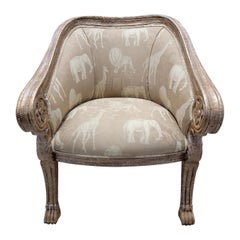Vintage Baroque Safari Print Barrel Back Accent Lounge Chair