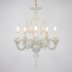 Vintage Baroque Style Opaline Murano Chandelier Manner of Giuseppe Briati