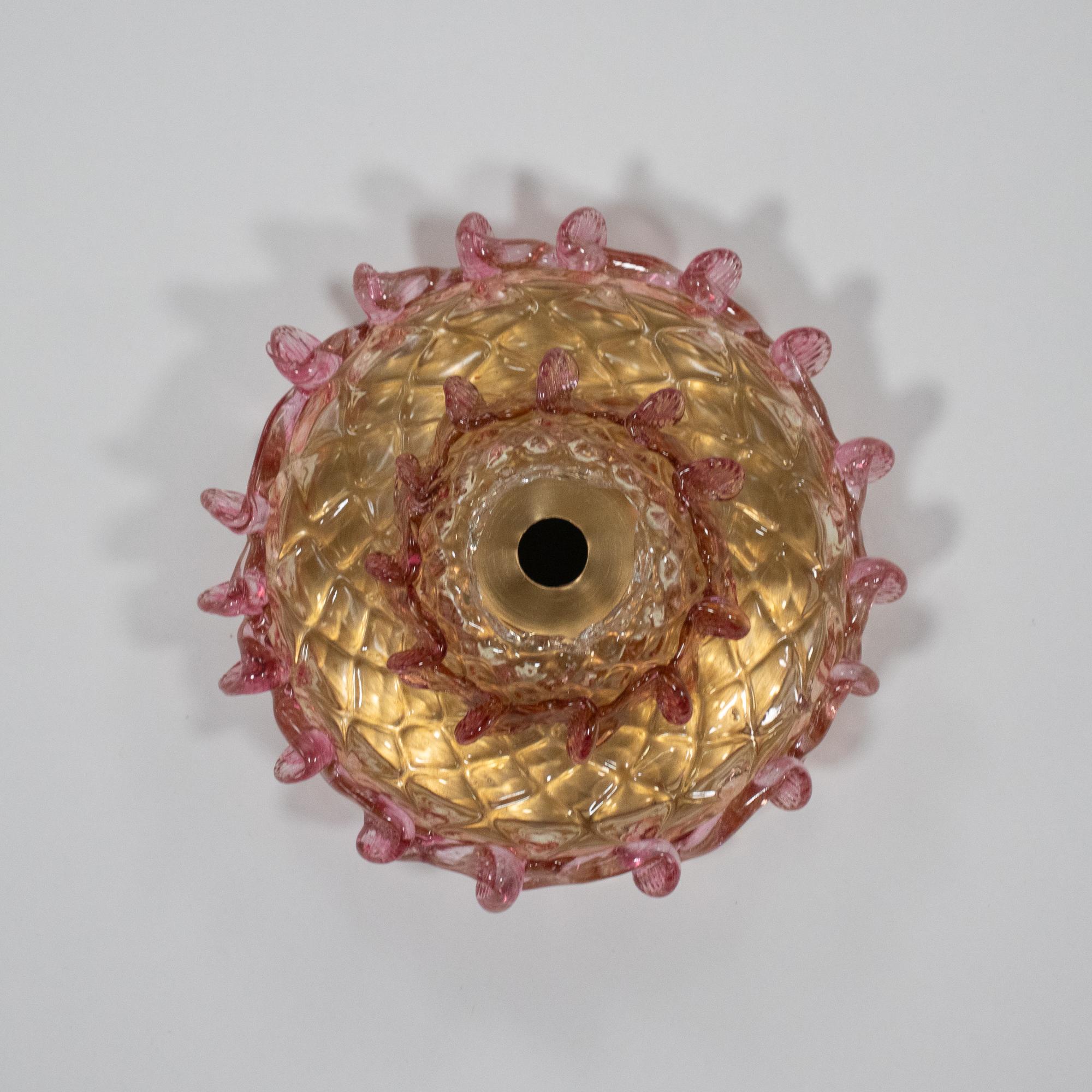 Vetro di Murano Ambra e rosa in stile barocco vintage  Lampadario di Murano alla maniera di G. Briati in vendita