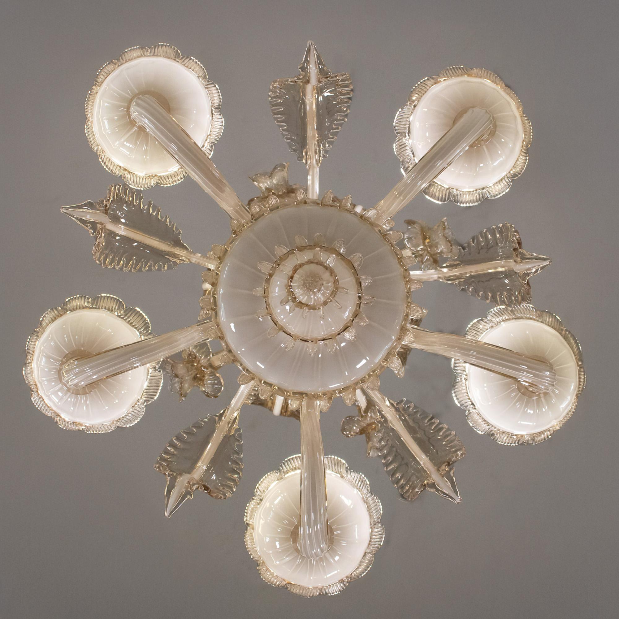 Crème Brûlée barocca d'epoca con lampadario di Murano Lattimo Miele in vendita 5