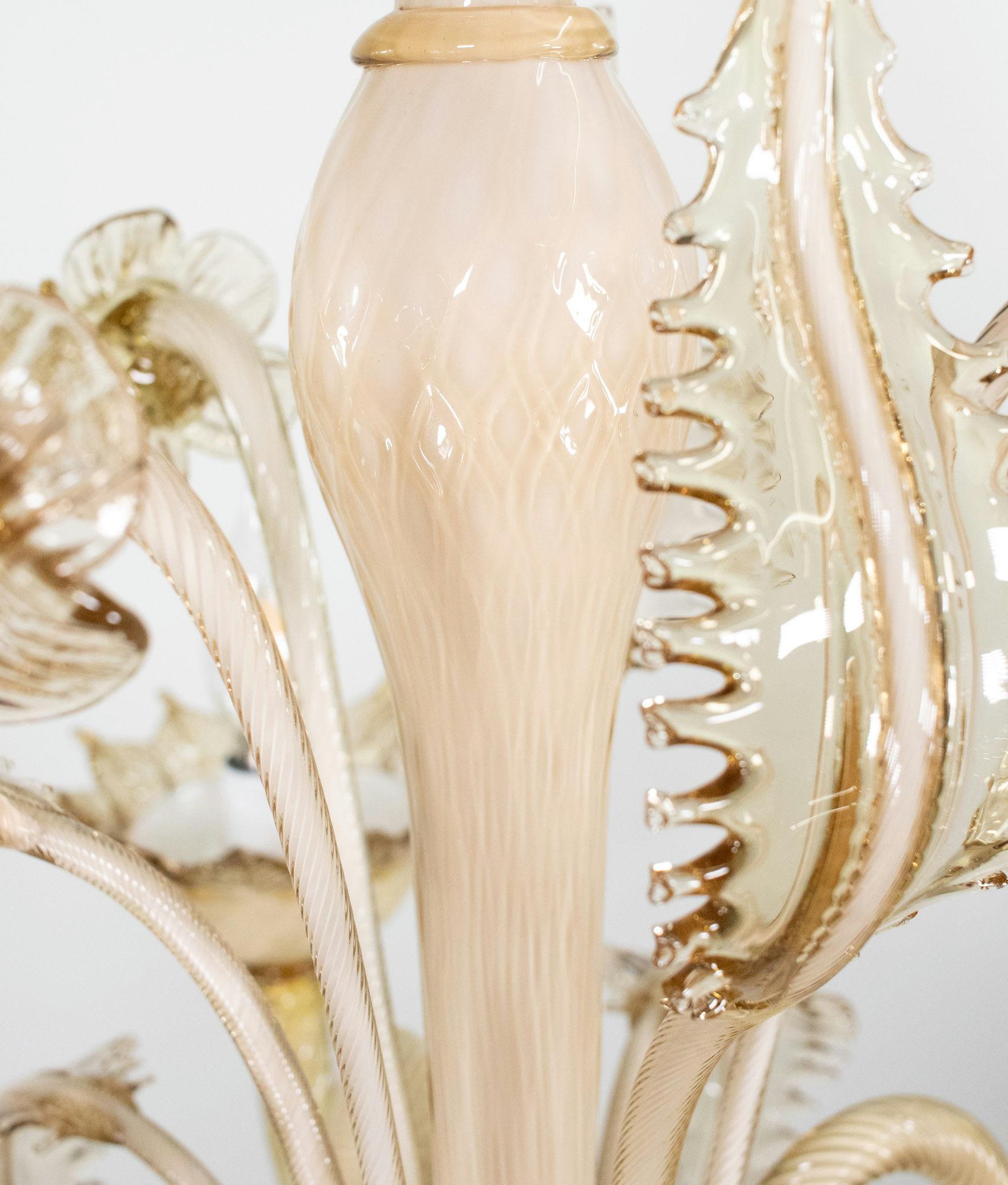Crème Brûlée barocca d'epoca con lampadario di Murano Lattimo Miele in vendita 10
