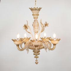 Vintage Baroque Style Crème Brûlée with Honey Lattimo Murano Chandelier