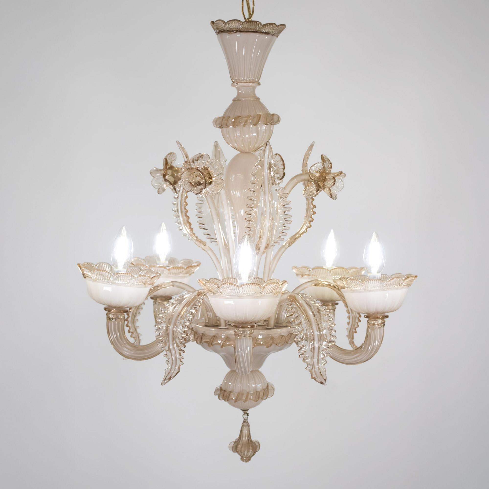 Barocco Crème Brûlée barocca d'epoca con lampadario di Murano Lattimo Miele in vendita