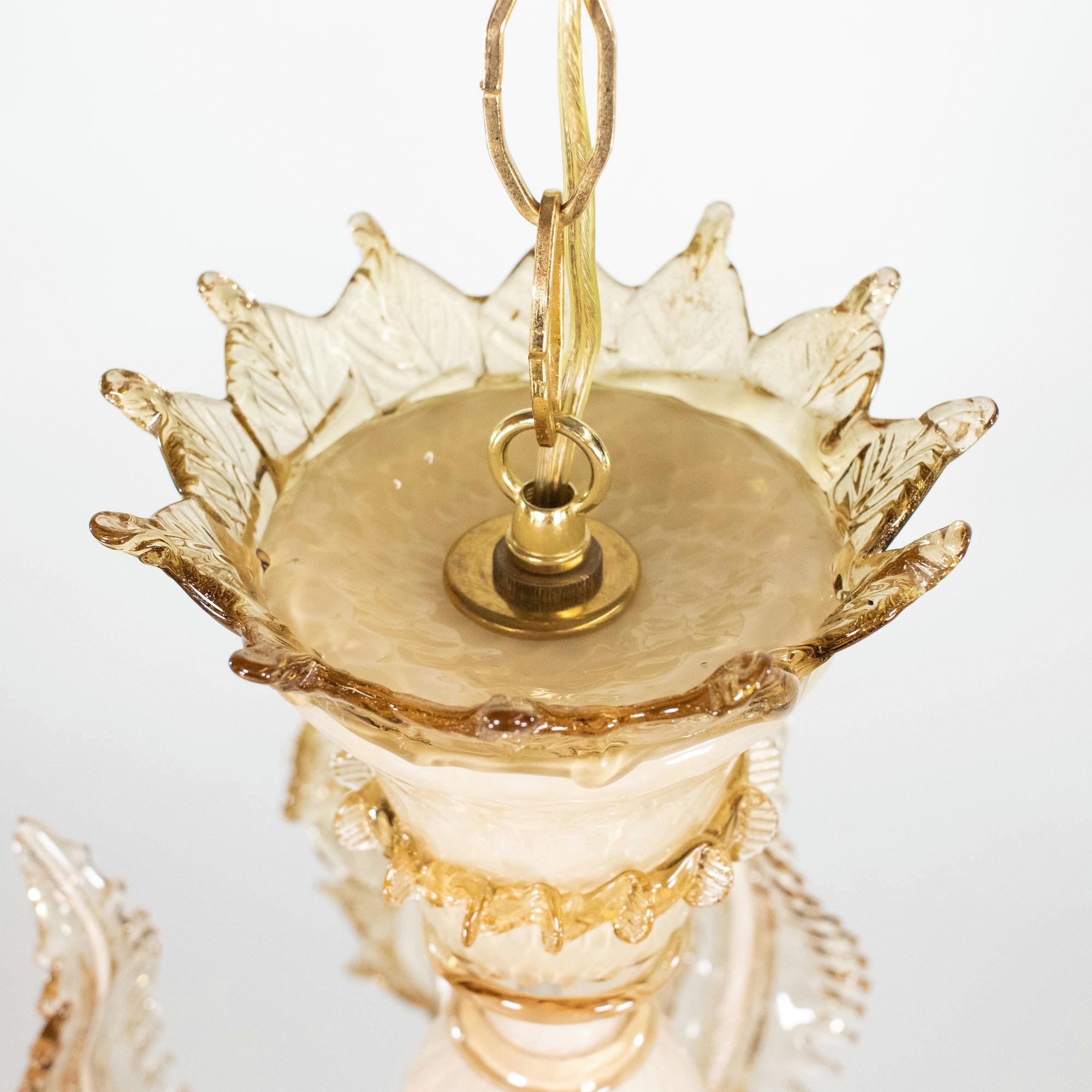 Italiano Crème Brûlée barocca d'epoca con lampadario di Murano Lattimo Miele in vendita
