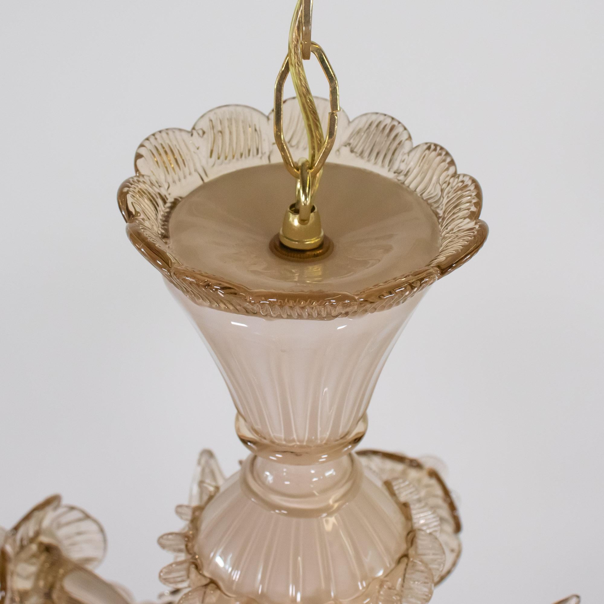 Italiano Crème Brûlée barocca d'epoca con lampadario di Murano Lattimo Miele in vendita