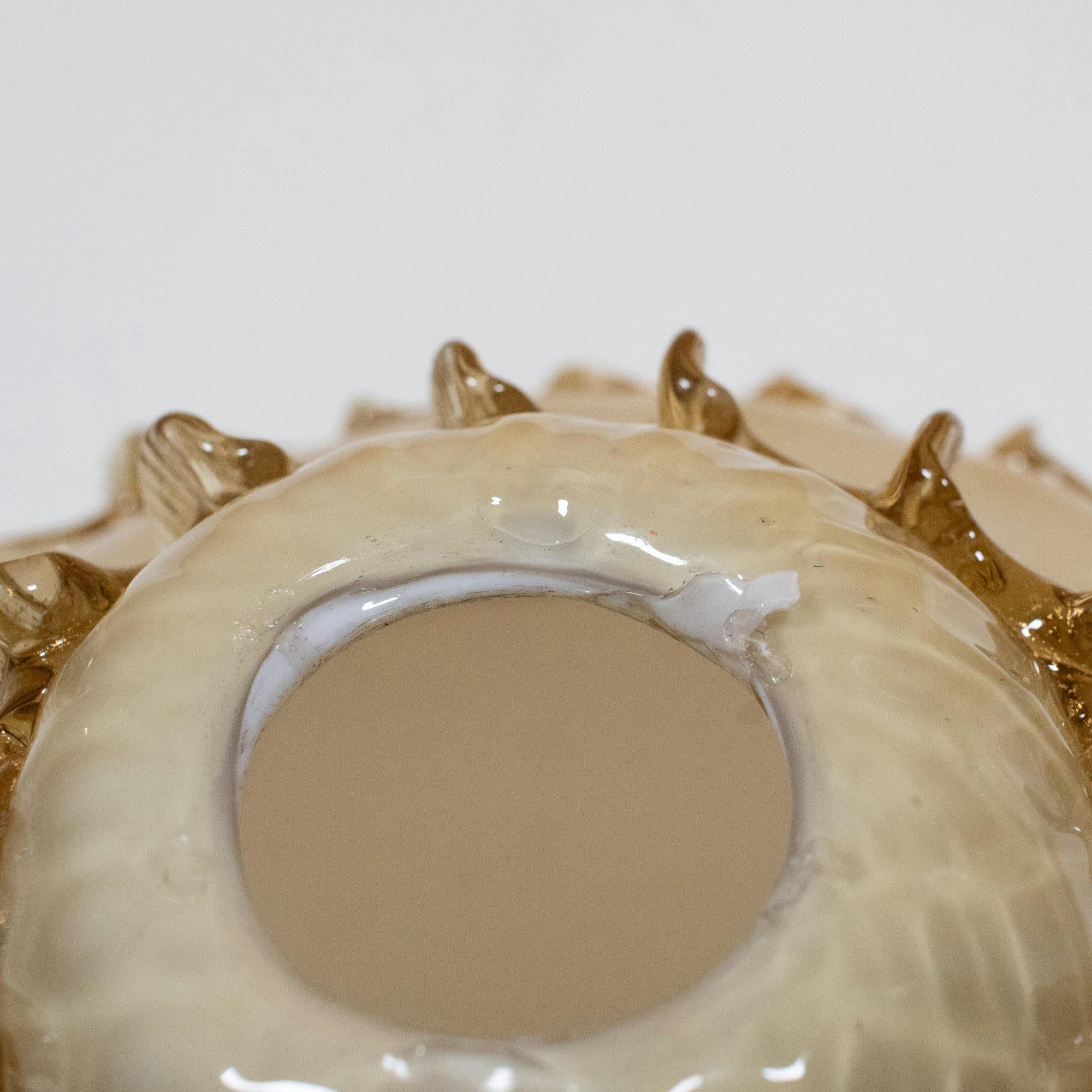 Vetro soffiato Crème Brûlée barocca d'epoca con lampadario di Murano Lattimo Miele in vendita