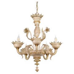 Vintage Baroque Style Crème Brûlée with Honey Lattimo Murano Chandelier
