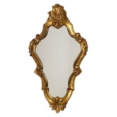 Espejo vintage de estilo barroco con remate, dorado clásico, Francia, 62 cm