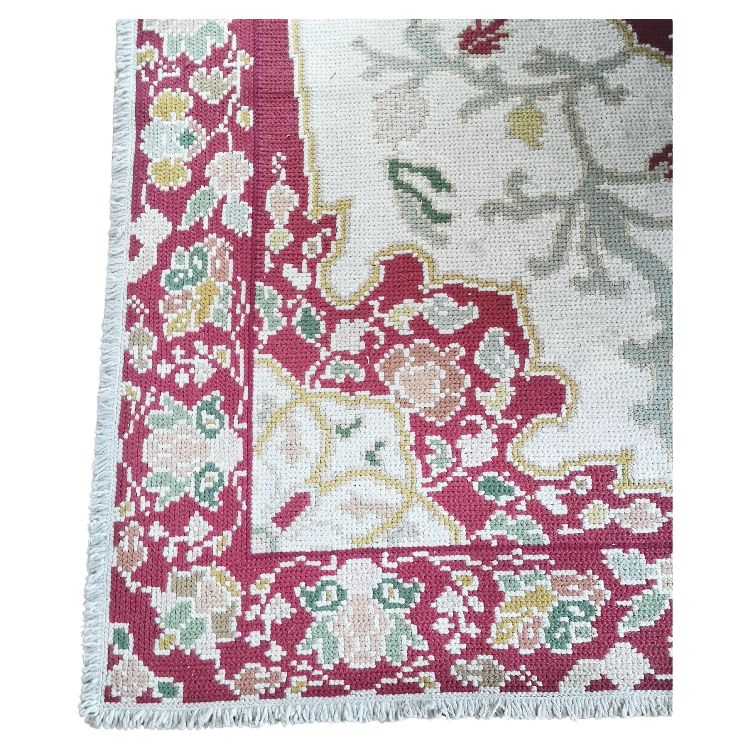 Vintage Baroque Style Embroidered Rug  105.1 x 90.6 inches For Sale