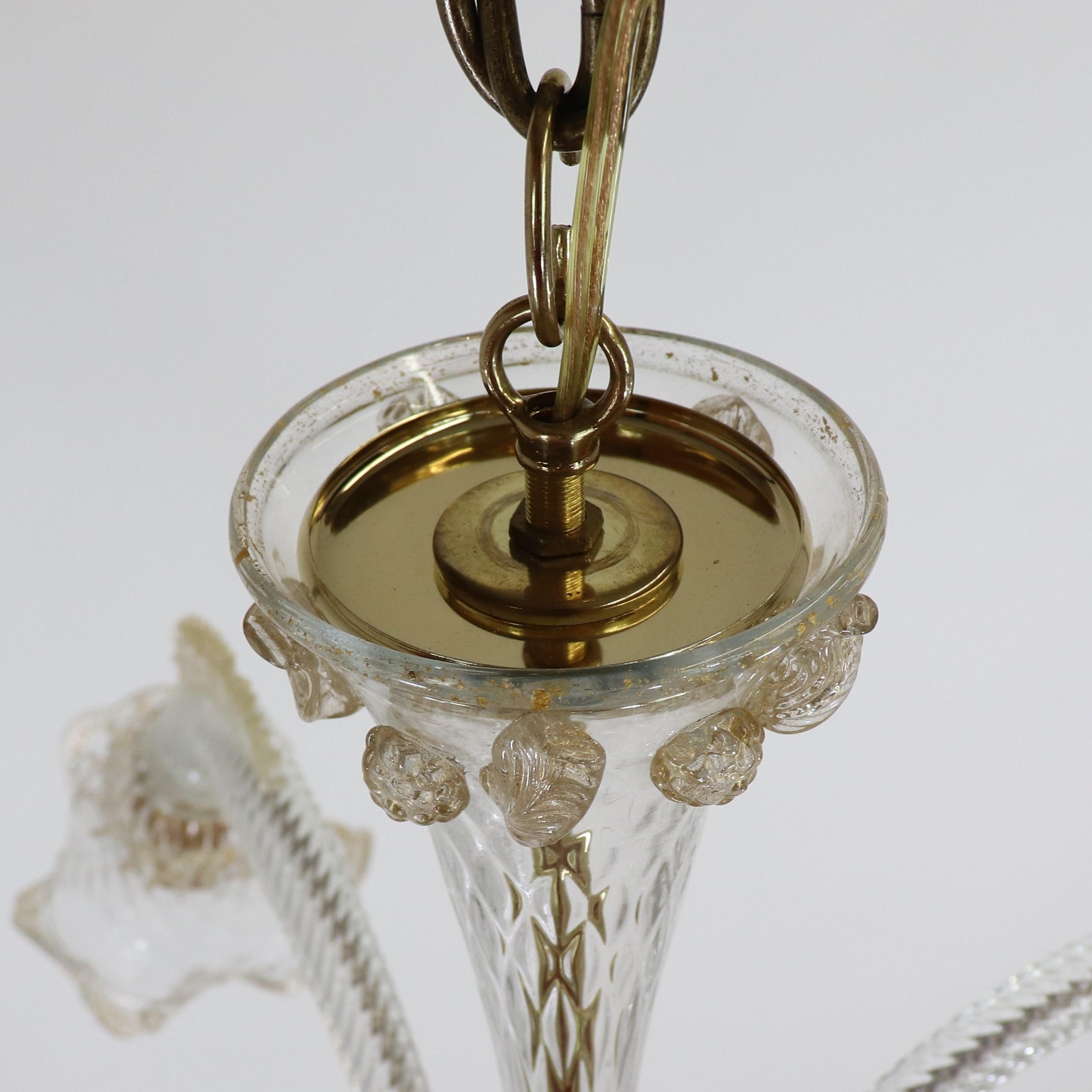 Hand-Crafted Vintage Baroque Style Floral Gold Infused Cristallo Murano Chandelier For Sale