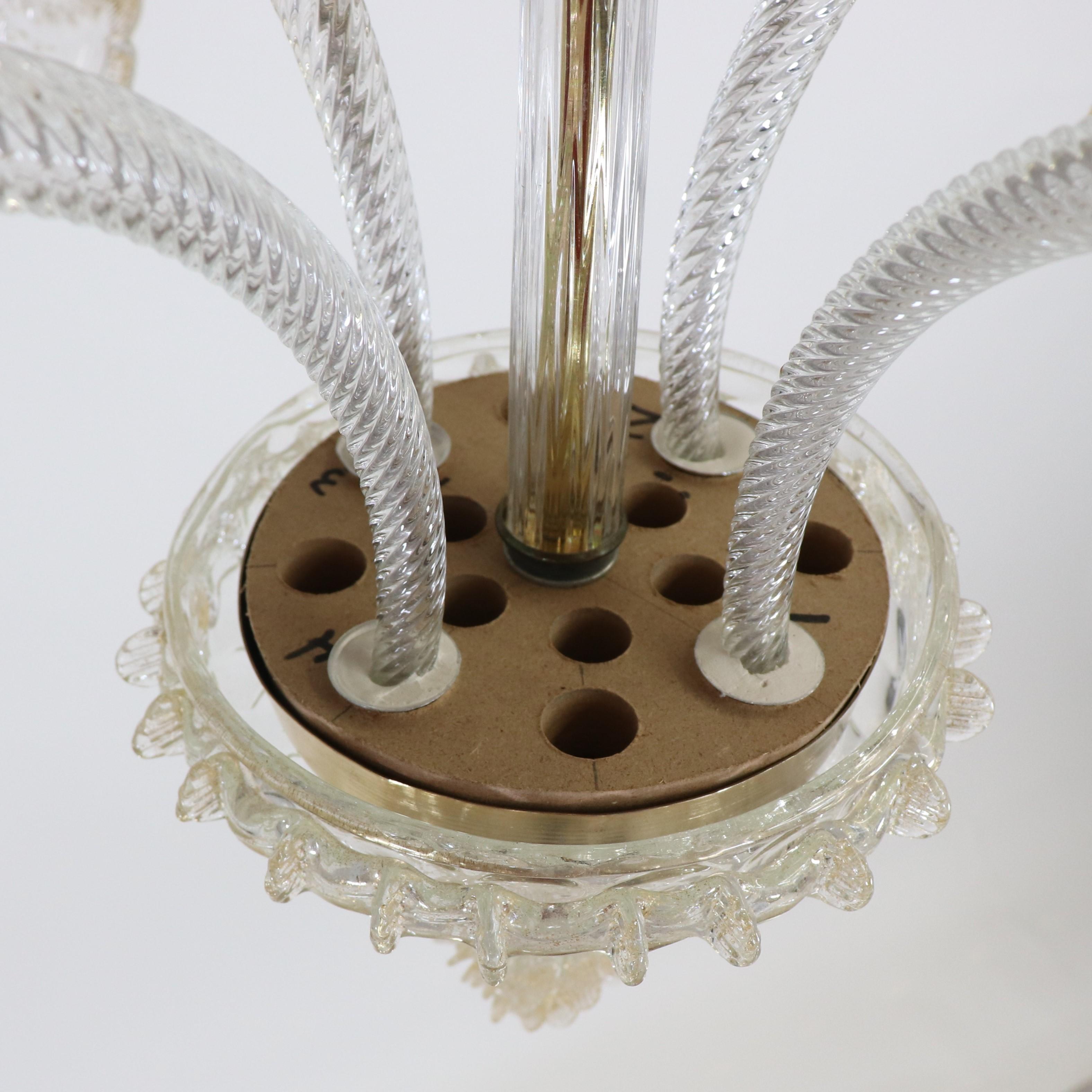 Vintage Baroque Style Floral Gold Infused Cristallo Murano Chandelier In Good Condition For Sale In Chicago, IL