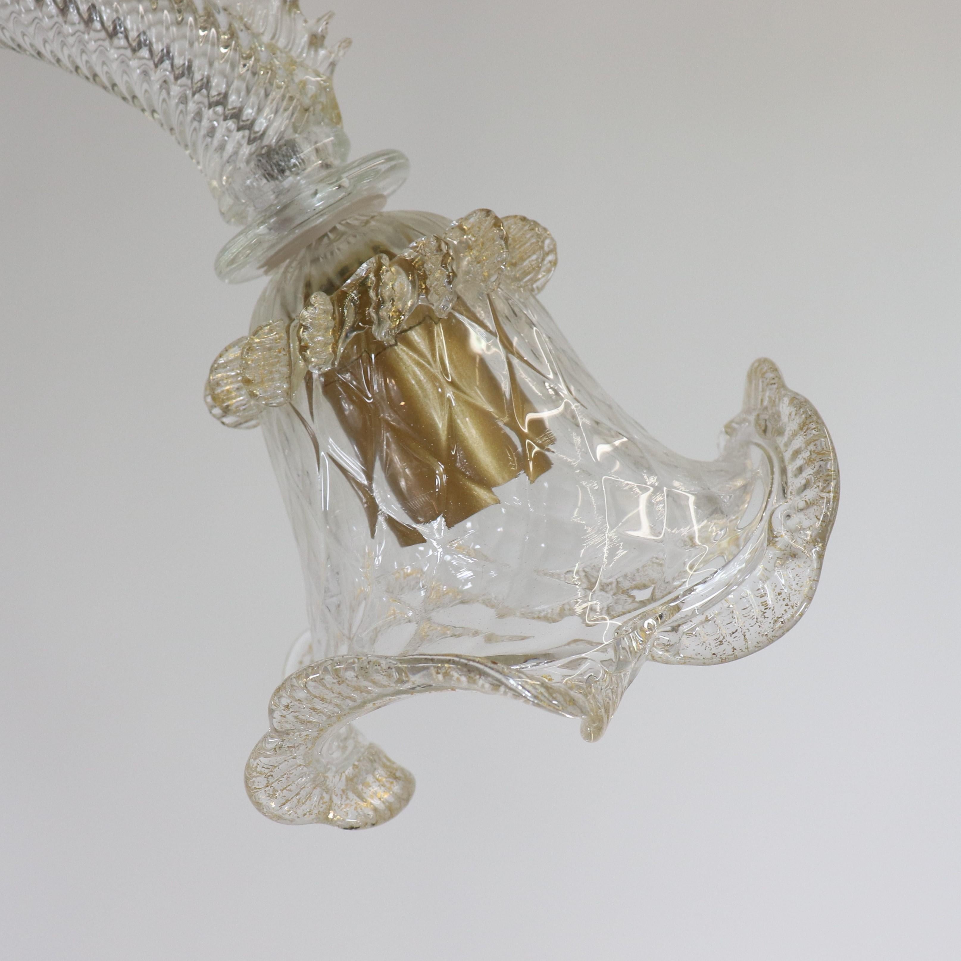 20th Century Vintage Baroque Style Floral Gold Infused Cristallo Murano Chandelier For Sale
