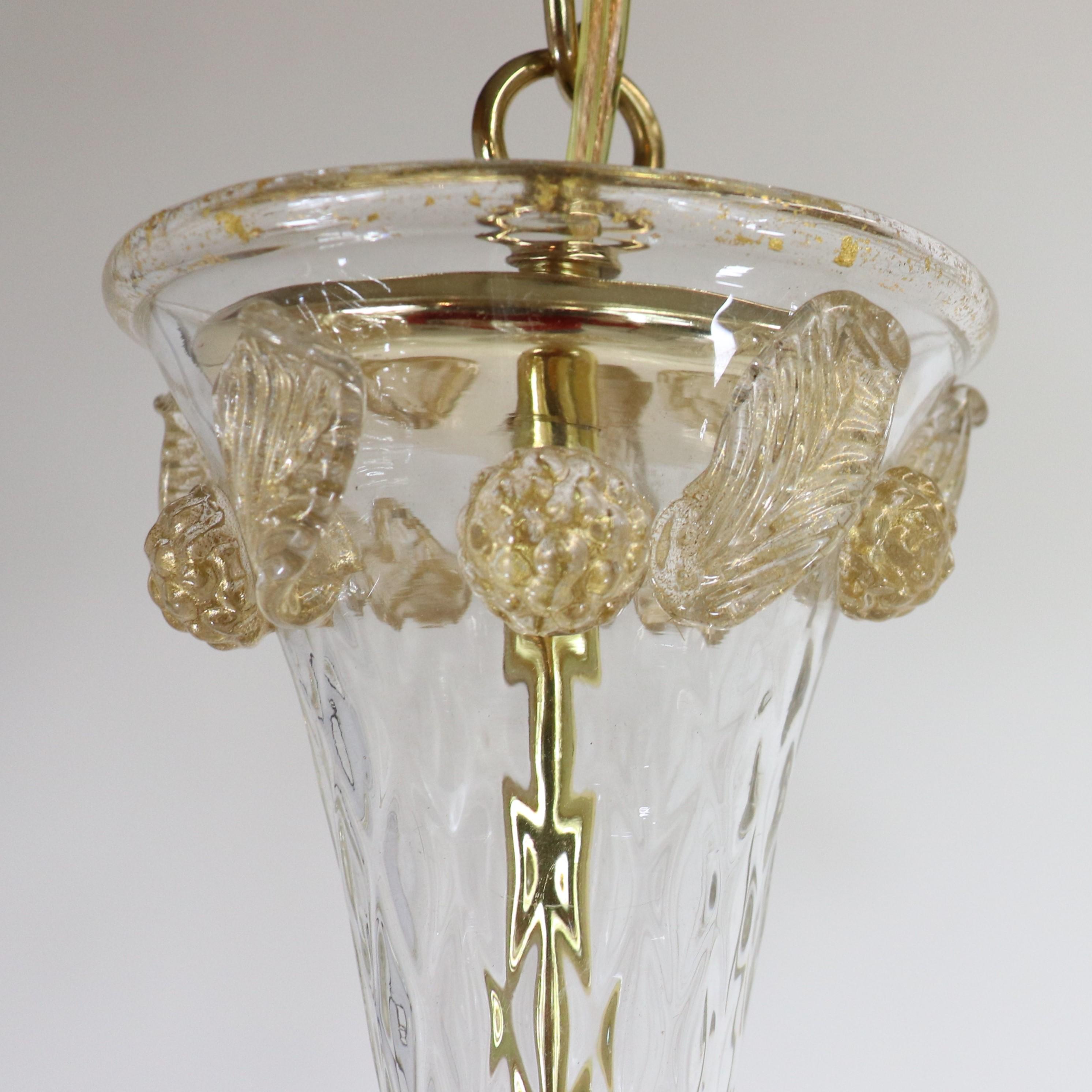 Vintage Baroque Style Floral Gold Infused Cristallo Murano Chandelier For Sale 2