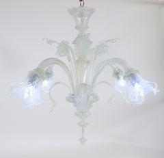 Vintage Baroque Style Four Arm Opaline Murano Chandelier