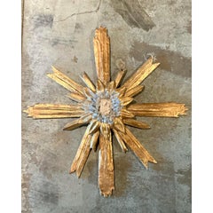 Vintage Baroque Style Gilt Wood Putti Aura Wall Sculpture