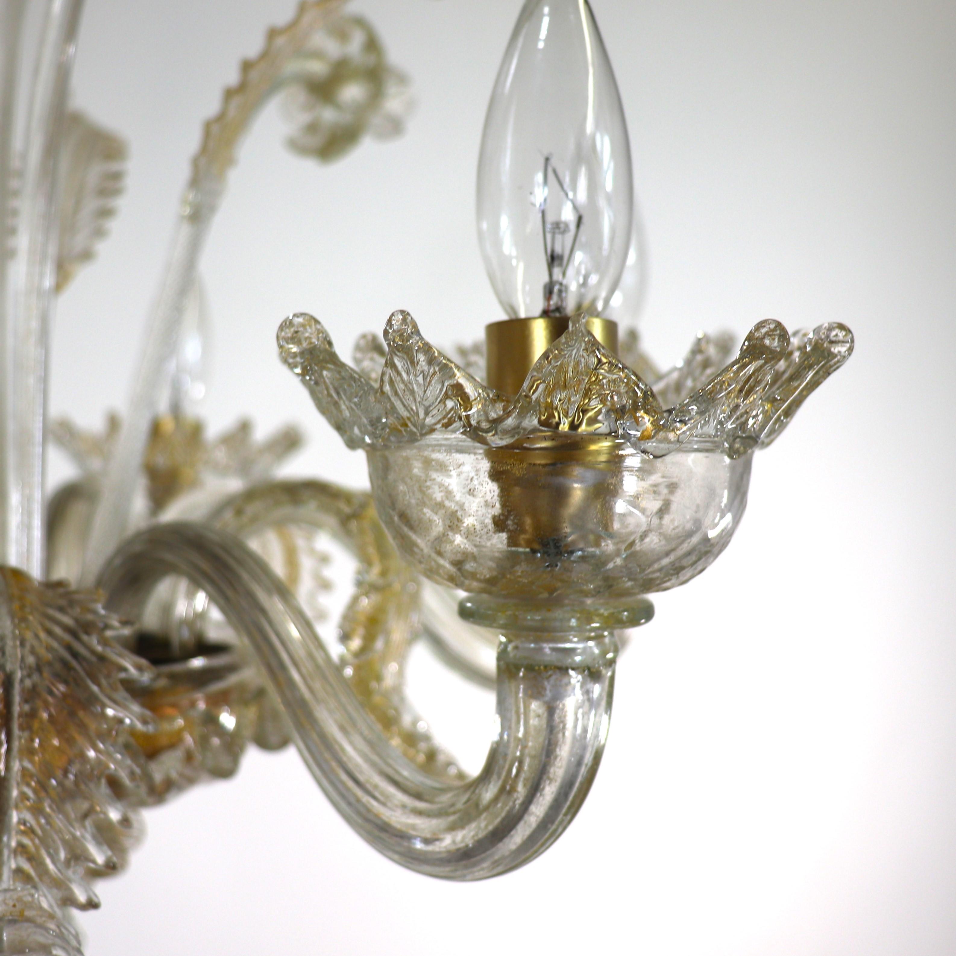  Vintage Baroque Style Gold Infused Cristallo Murano Chandelier For Sale 4