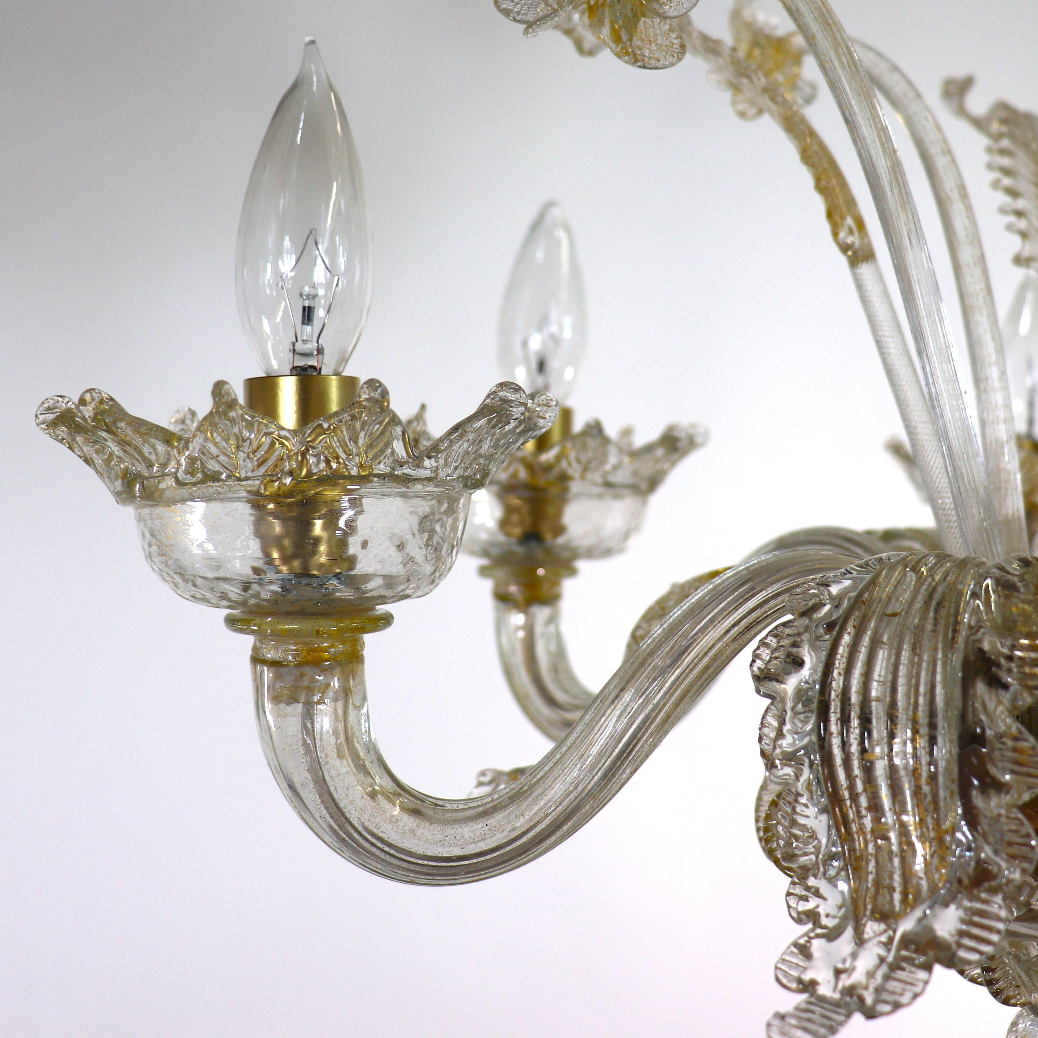  Vintage Baroque Style Gold Infused Cristallo Murano Chandelier For Sale 5