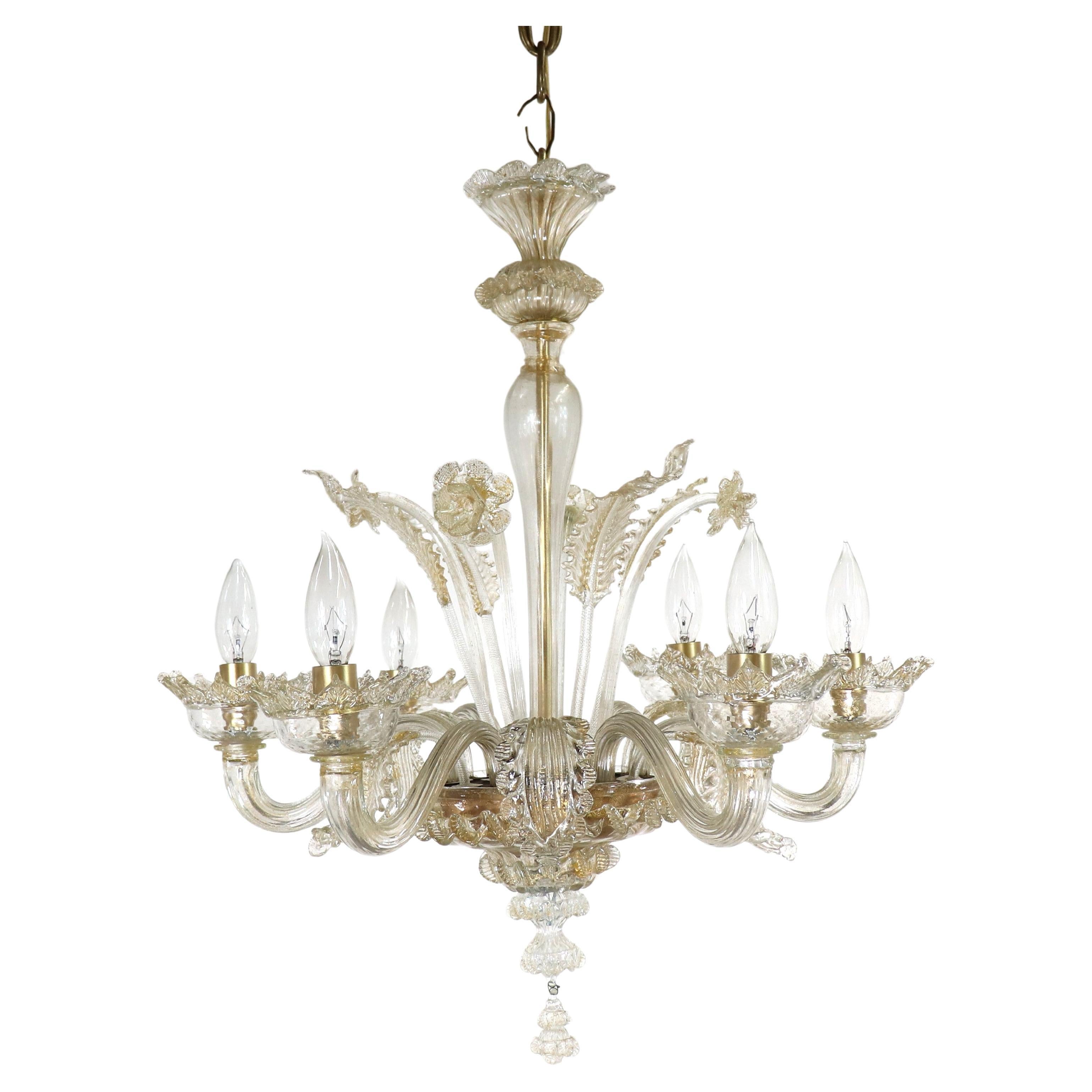  Vintage Baroque Style Gold Infused Cristallo Murano Chandelier For Sale