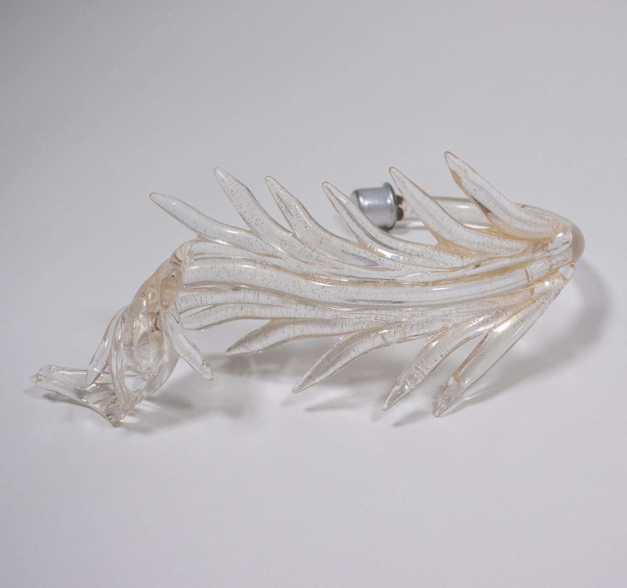Murano-Kronleuchter im Barockstil mit Goldgefäßenen Federn aus Muranoglas im Angebot 6