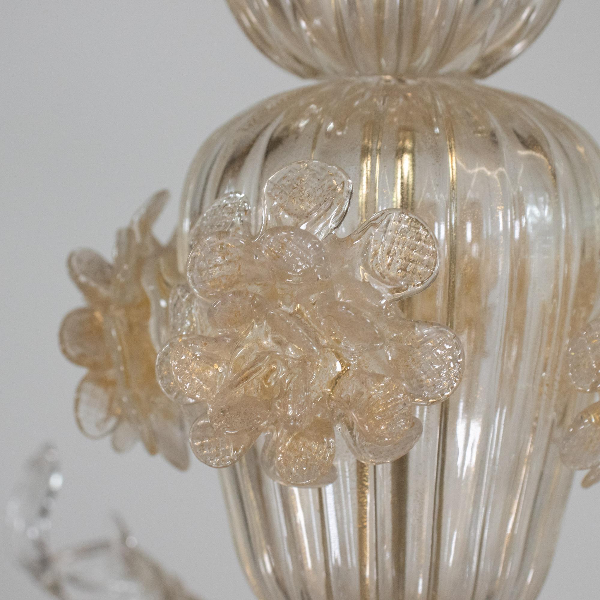 Murano-Kronleuchter im Barockstil mit Goldgefäßenen Federn aus Muranoglas im Angebot 9