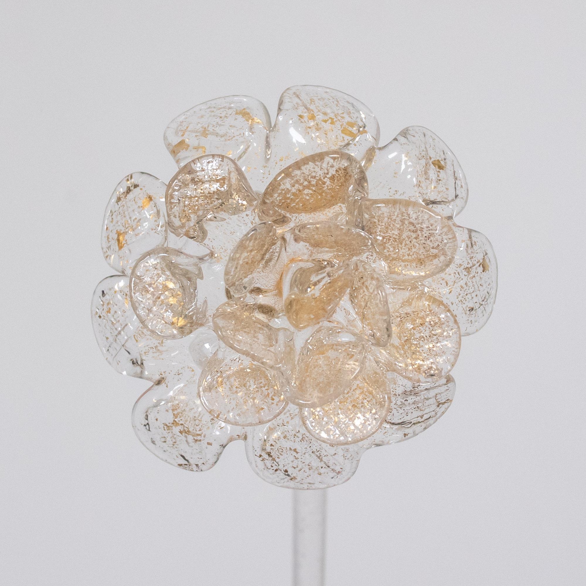 Murano-Kronleuchter im Barockstil mit Goldgefäßenen Federn aus Muranoglas im Angebot 11