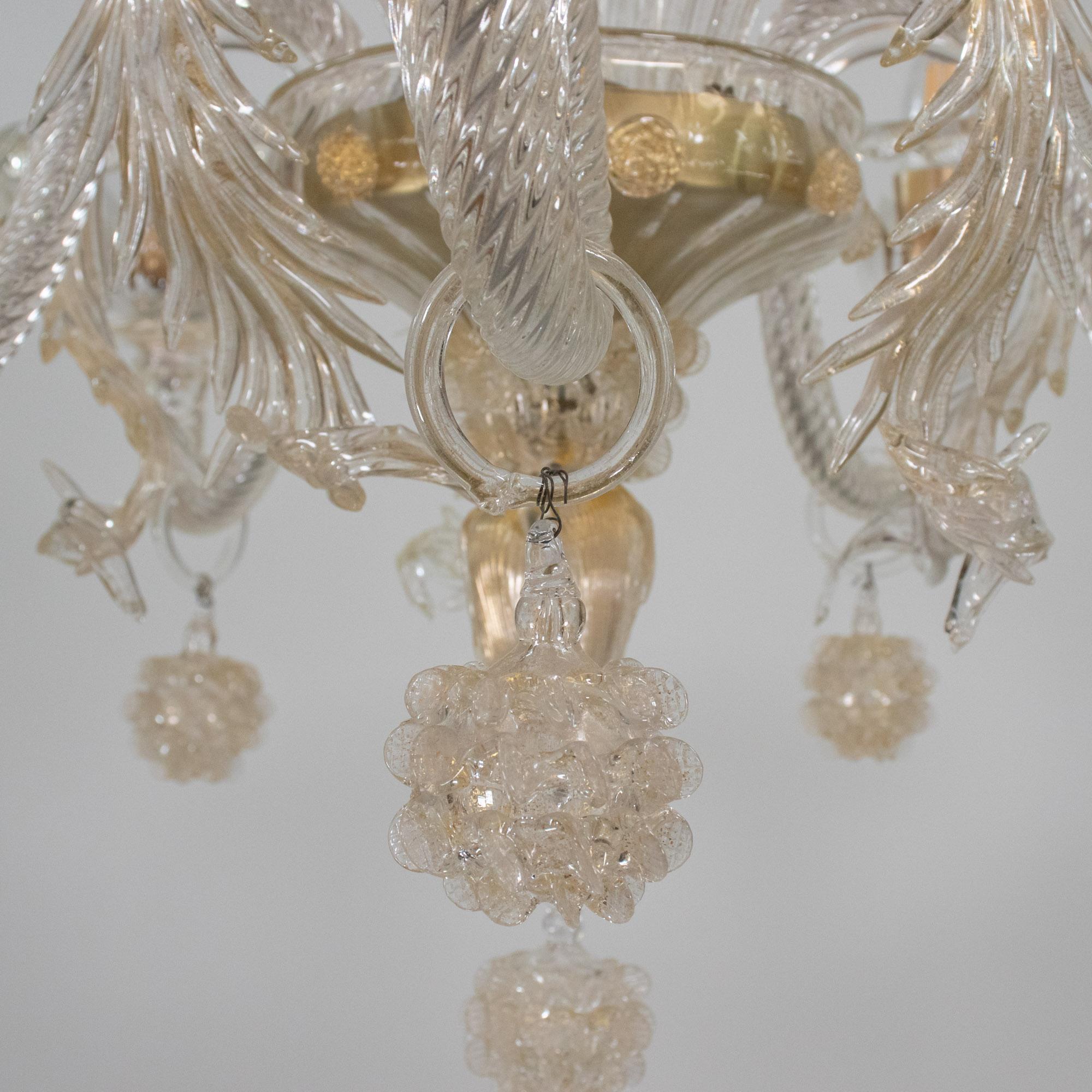 Murano-Kronleuchter im Barockstil mit Goldgefäßenen Federn aus Muranoglas im Angebot 12