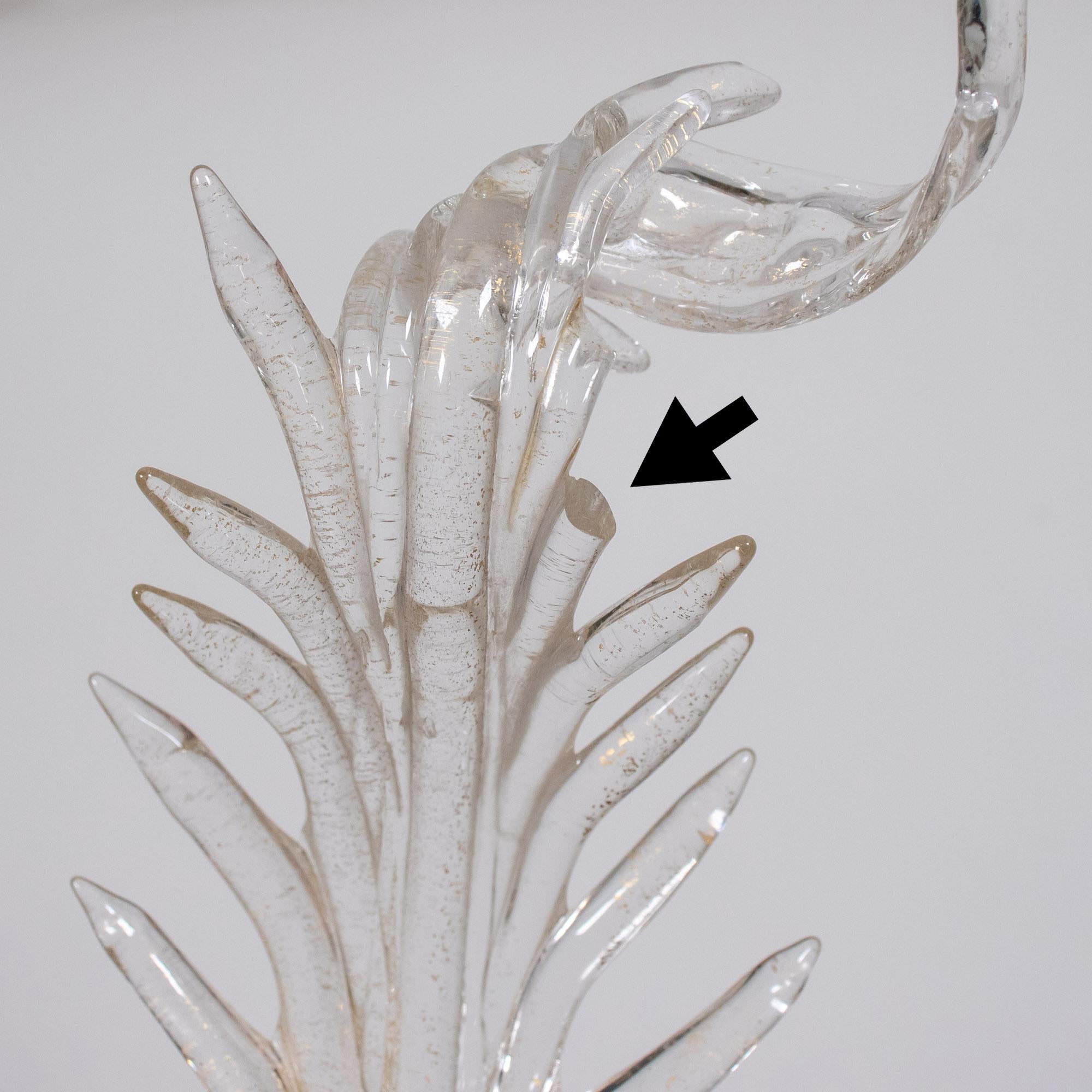 Murano-Kronleuchter im Barockstil mit Goldgefäßenen Federn aus Muranoglas im Angebot 1