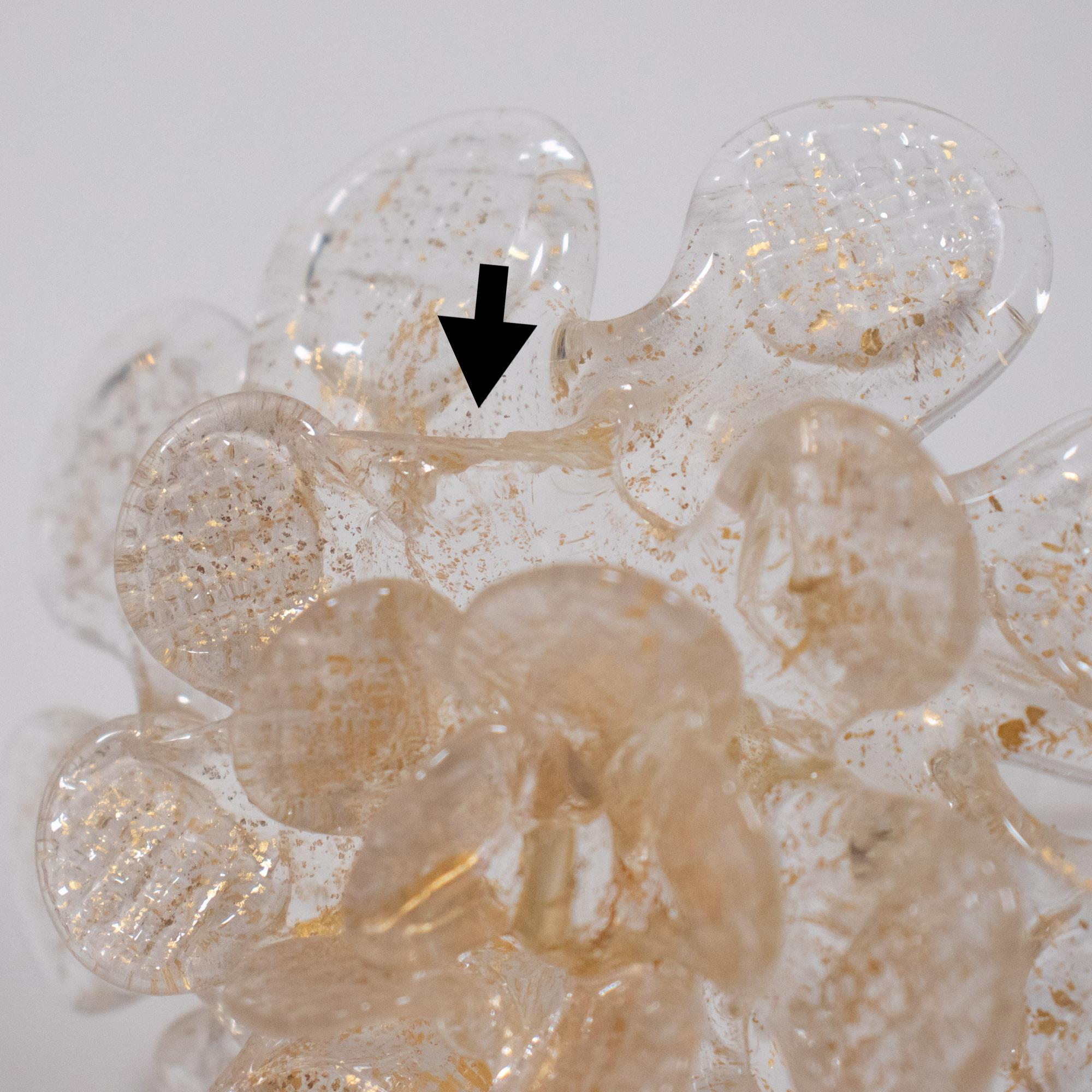 Murano-Kronleuchter im Barockstil mit Goldgefäßenen Federn aus Muranoglas im Angebot 2