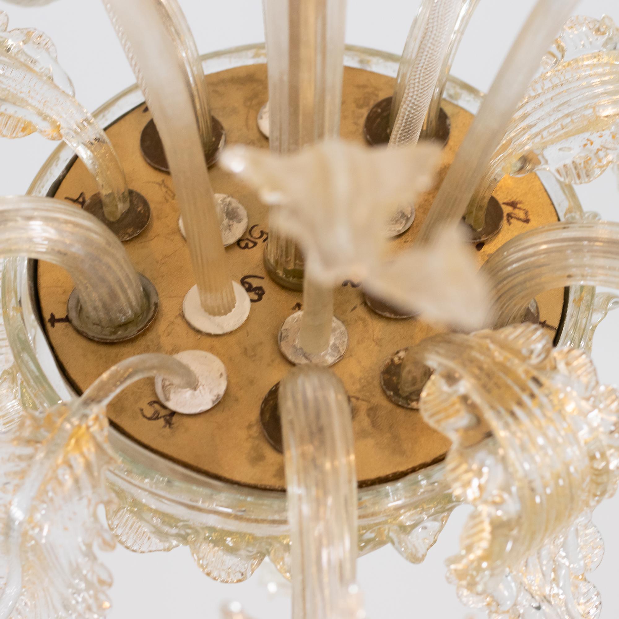 Vintage Barock Stil Gold infundiert Fünf Arm Cristallo Murano Kronleuchter im Angebot 3