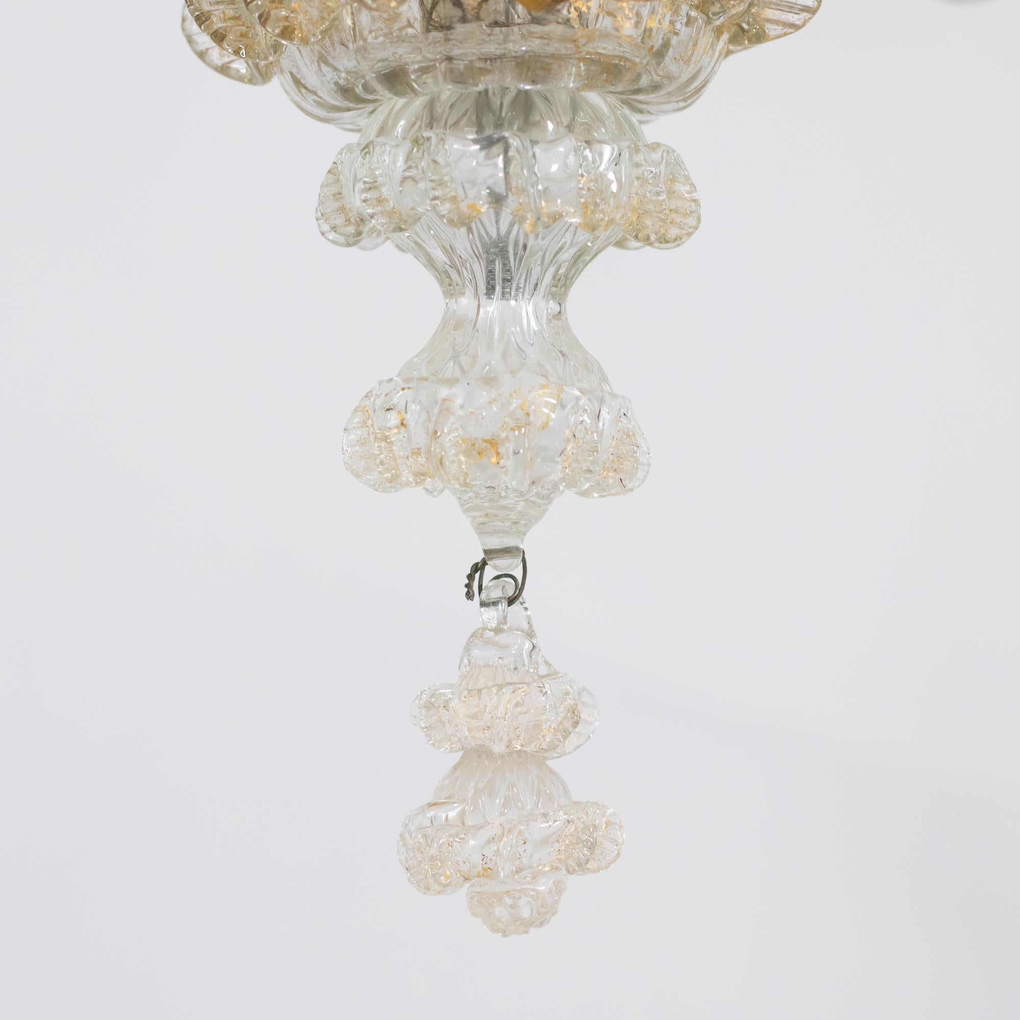 Vintage Barock Stil Gold infundiert Fünf Arm Cristallo Murano Kronleuchter im Angebot 4