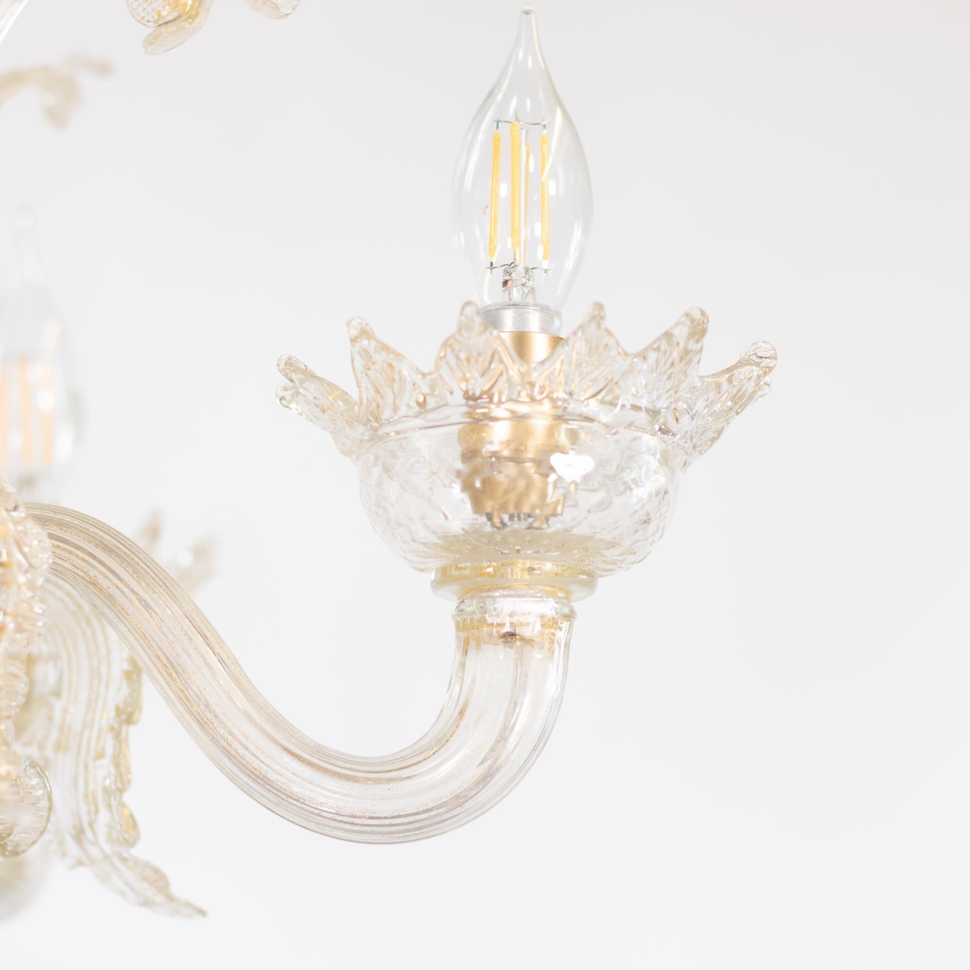 Vintage Barock Stil Gold infundiert Fünf Arm Cristallo Murano Kronleuchter im Angebot 4