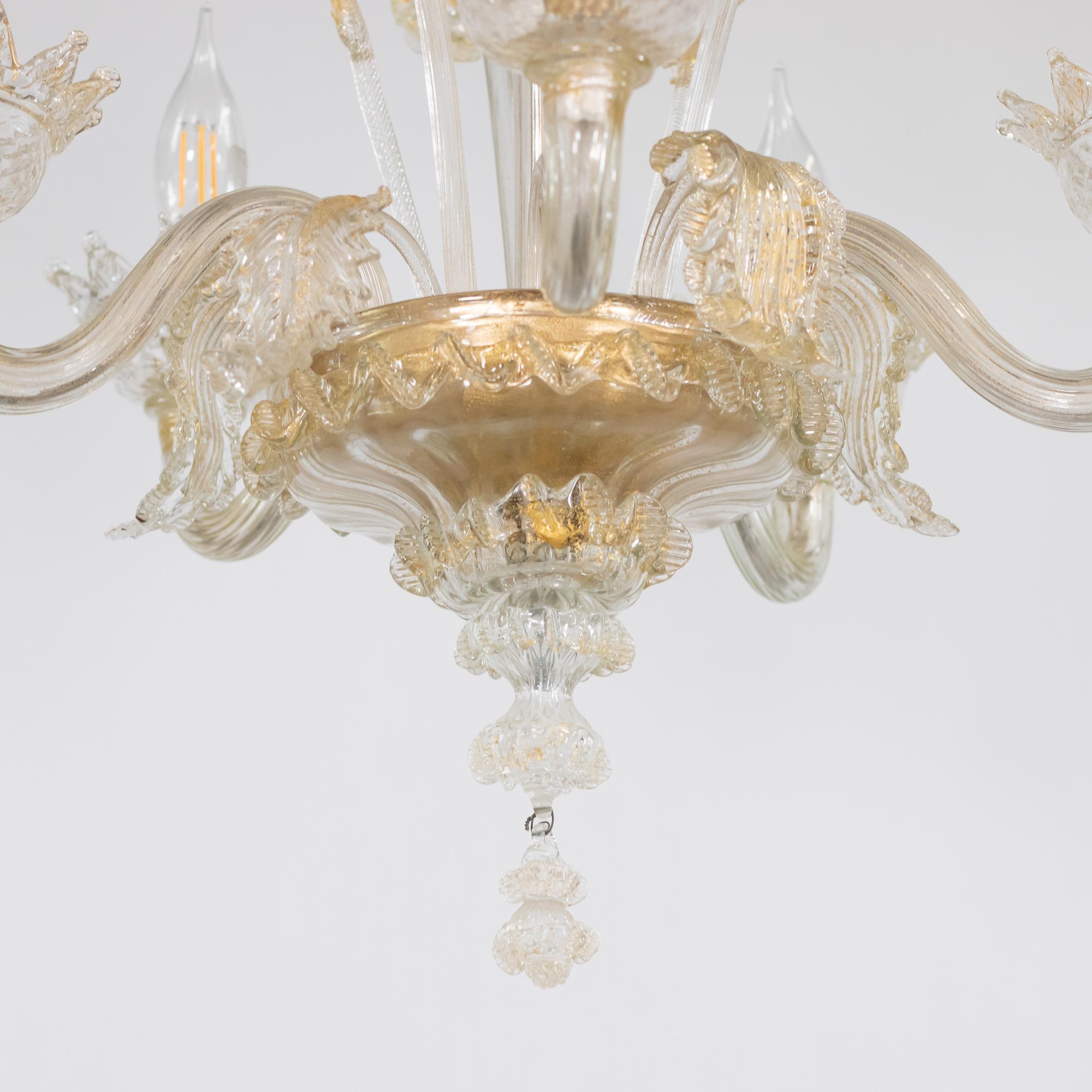 Vintage Barock Stil Gold infundiert Fünf Arm Cristallo Murano Kronleuchter im Angebot 9