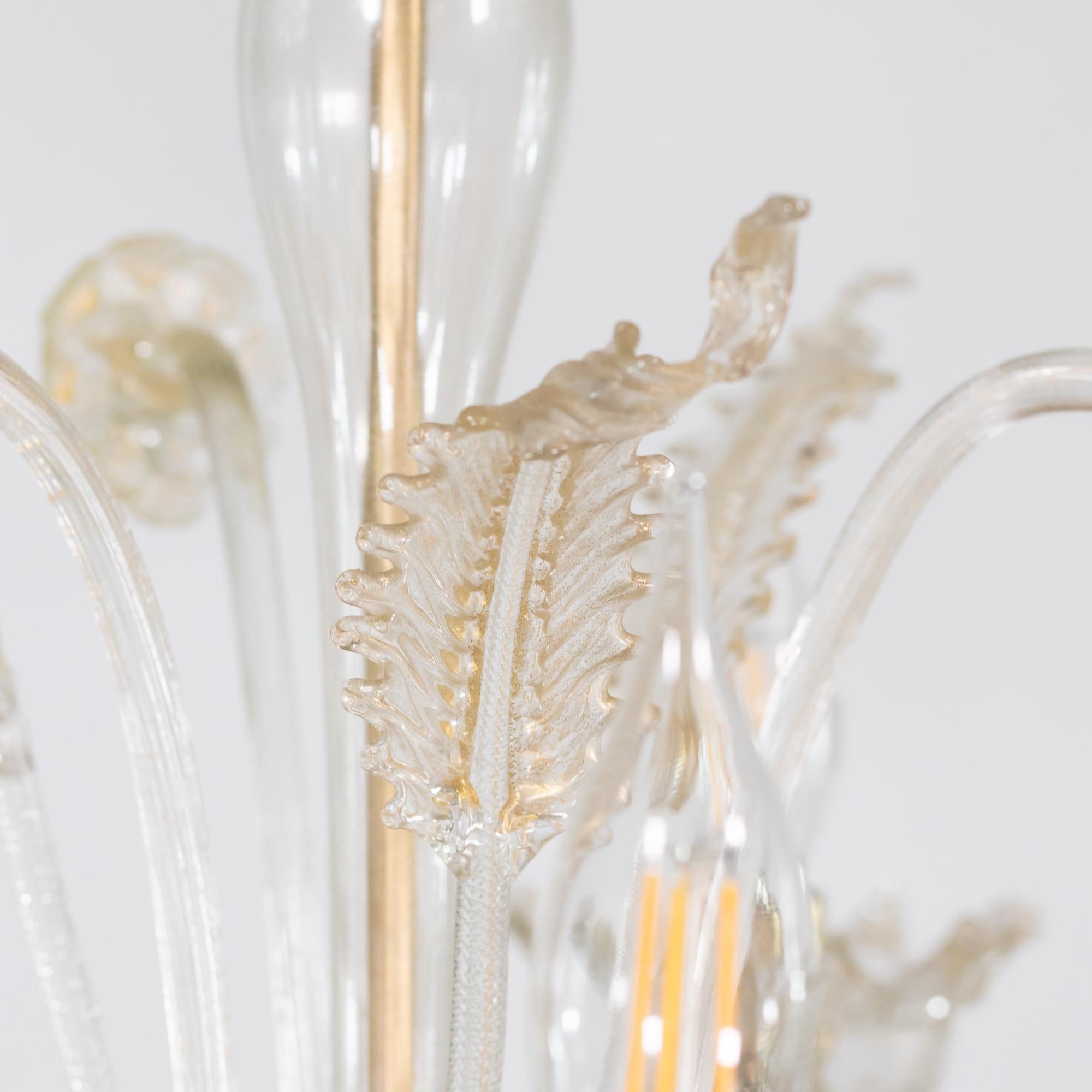 Vintage Barock Stil Gold infundiert Fünf Arm Cristallo Murano Kronleuchter im Angebot 10