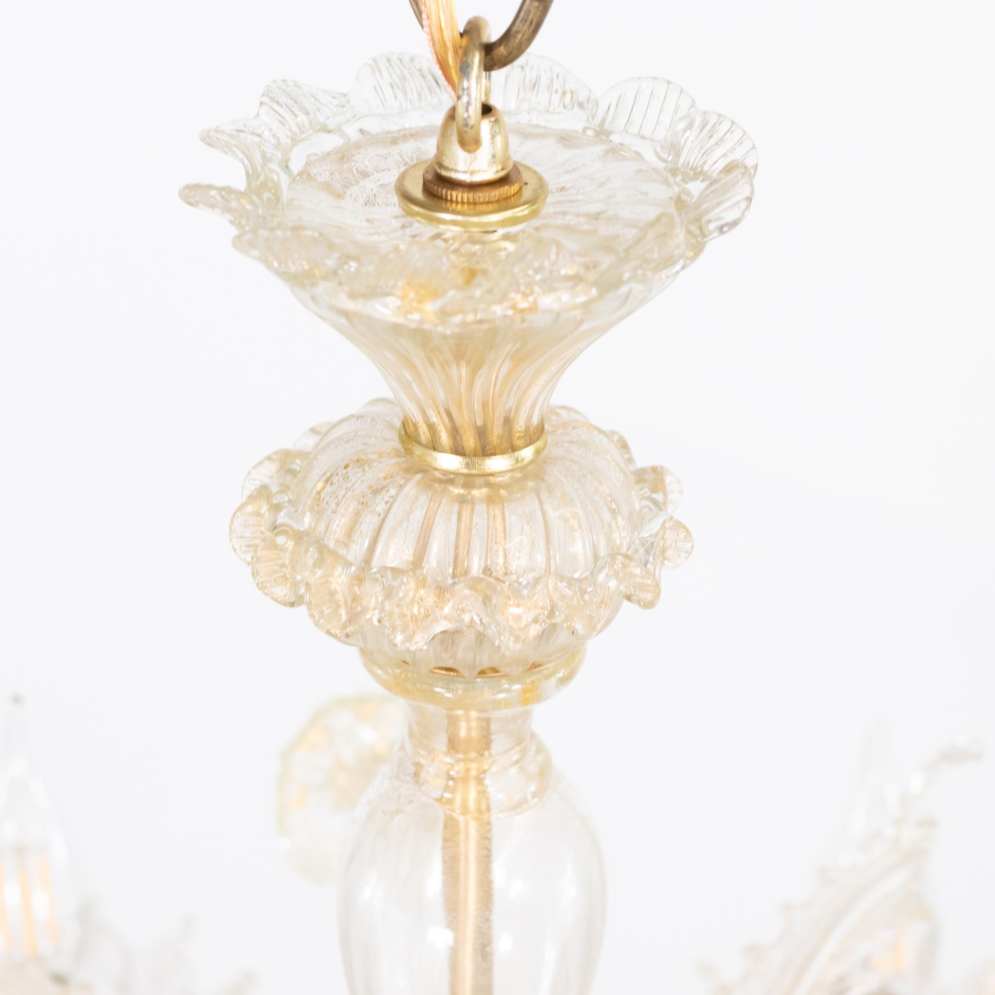 Vintage Barock Stil Gold infundiert Fünf Arm Cristallo Murano Kronleuchter (Italienisch) im Angebot
