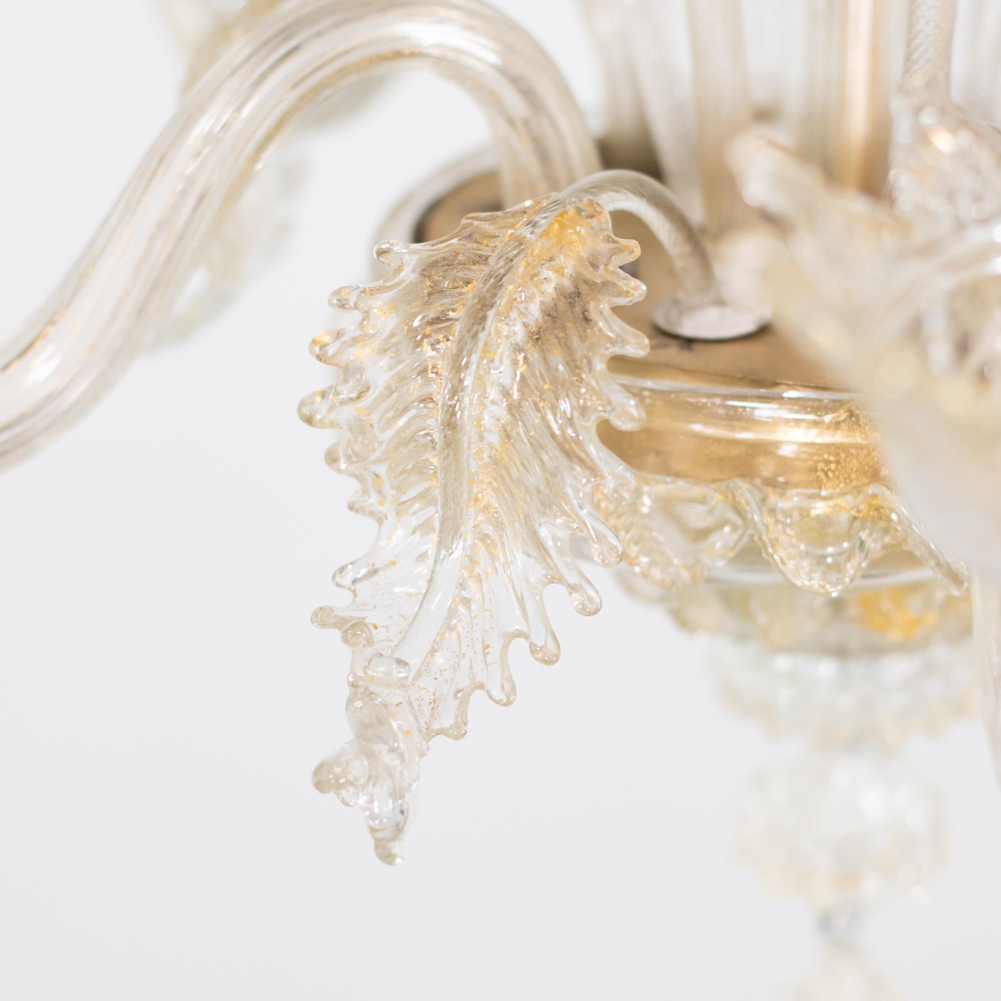 Vintage Barock Stil Gold infundiert Fünf Arm Cristallo Murano Kronleuchter (20. Jahrhundert) im Angebot