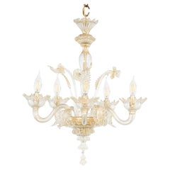 Vintage Barock Stil Gold infundiert Fünf Arm Cristallo Murano Kronleuchter