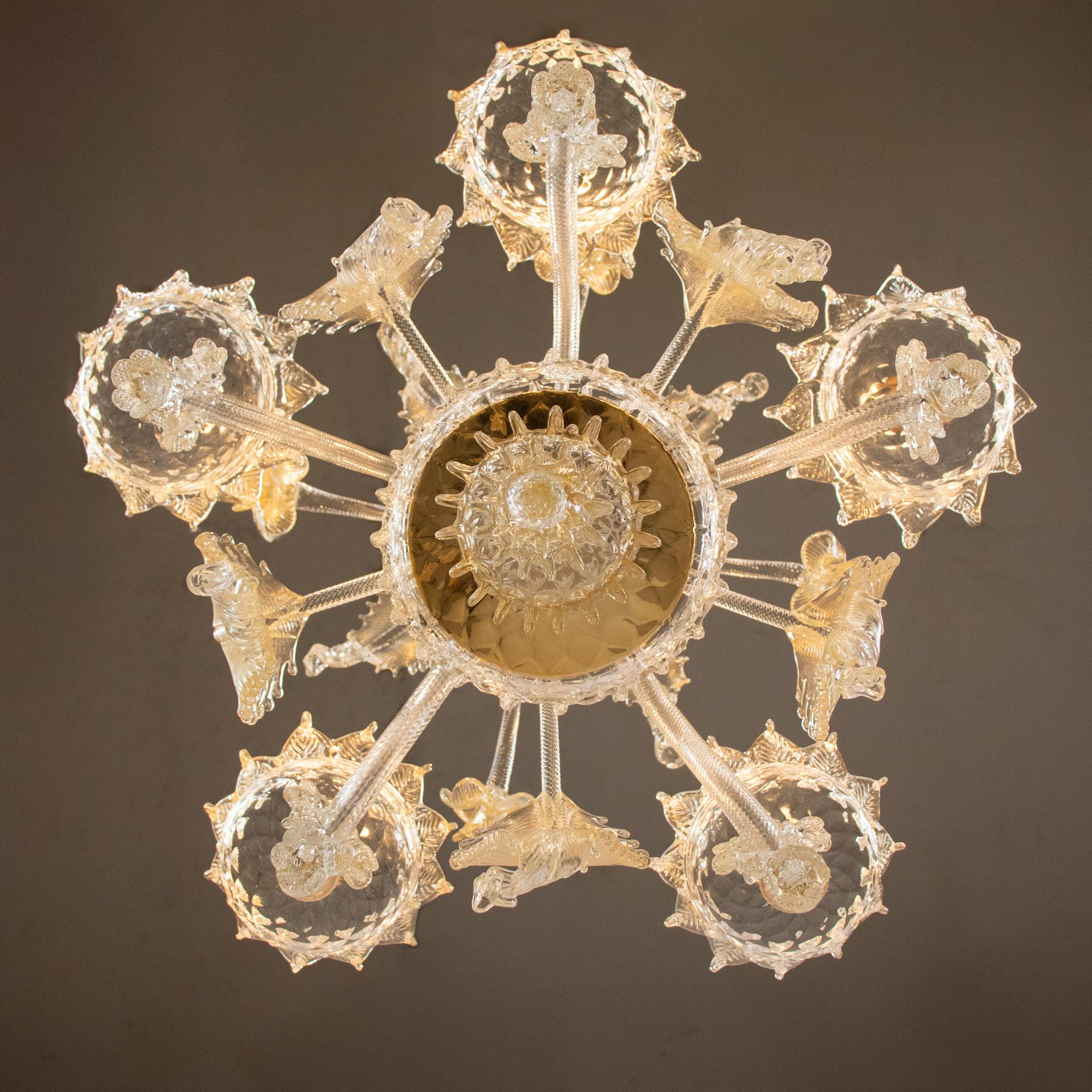 Lampadario barocco vintage di Murano con infusione d'oro in vendita 2