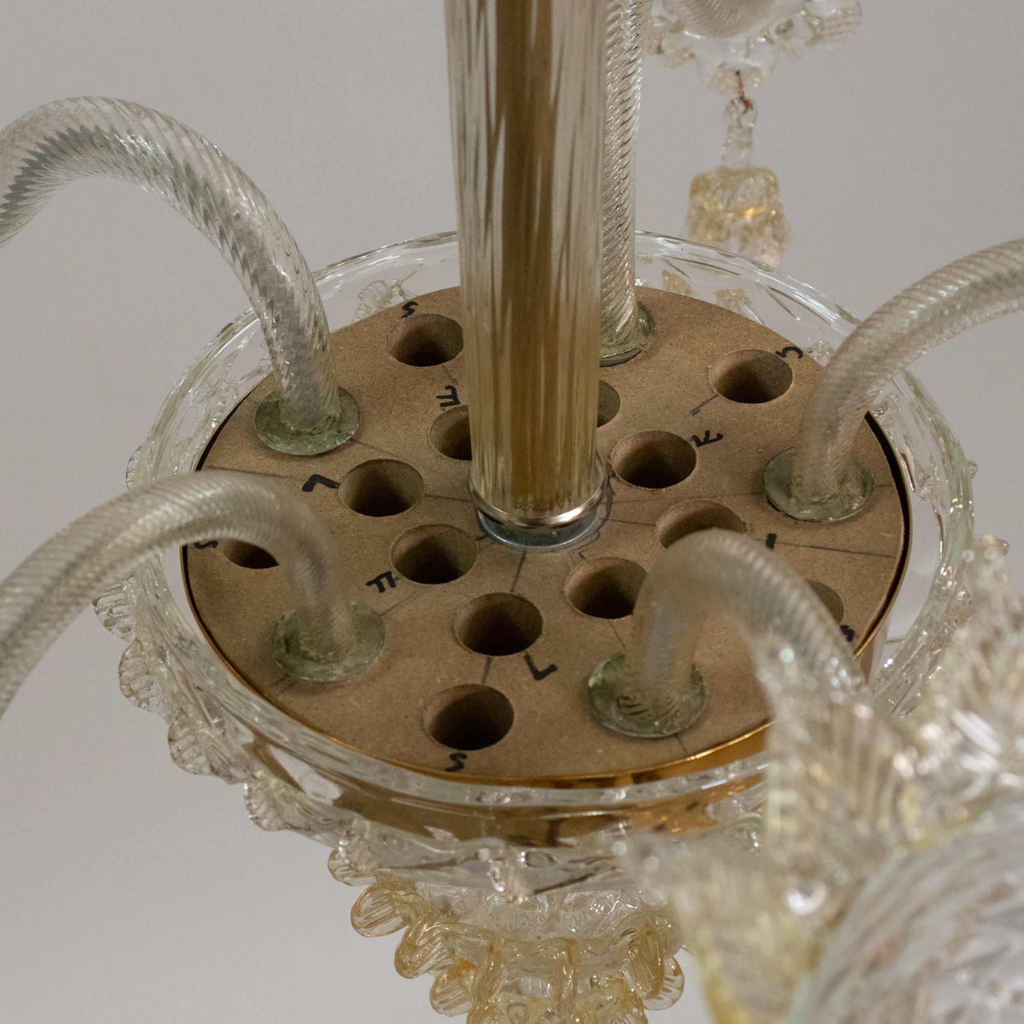 Lampadario barocco vintage di Murano con infusione d'oro in vendita 3